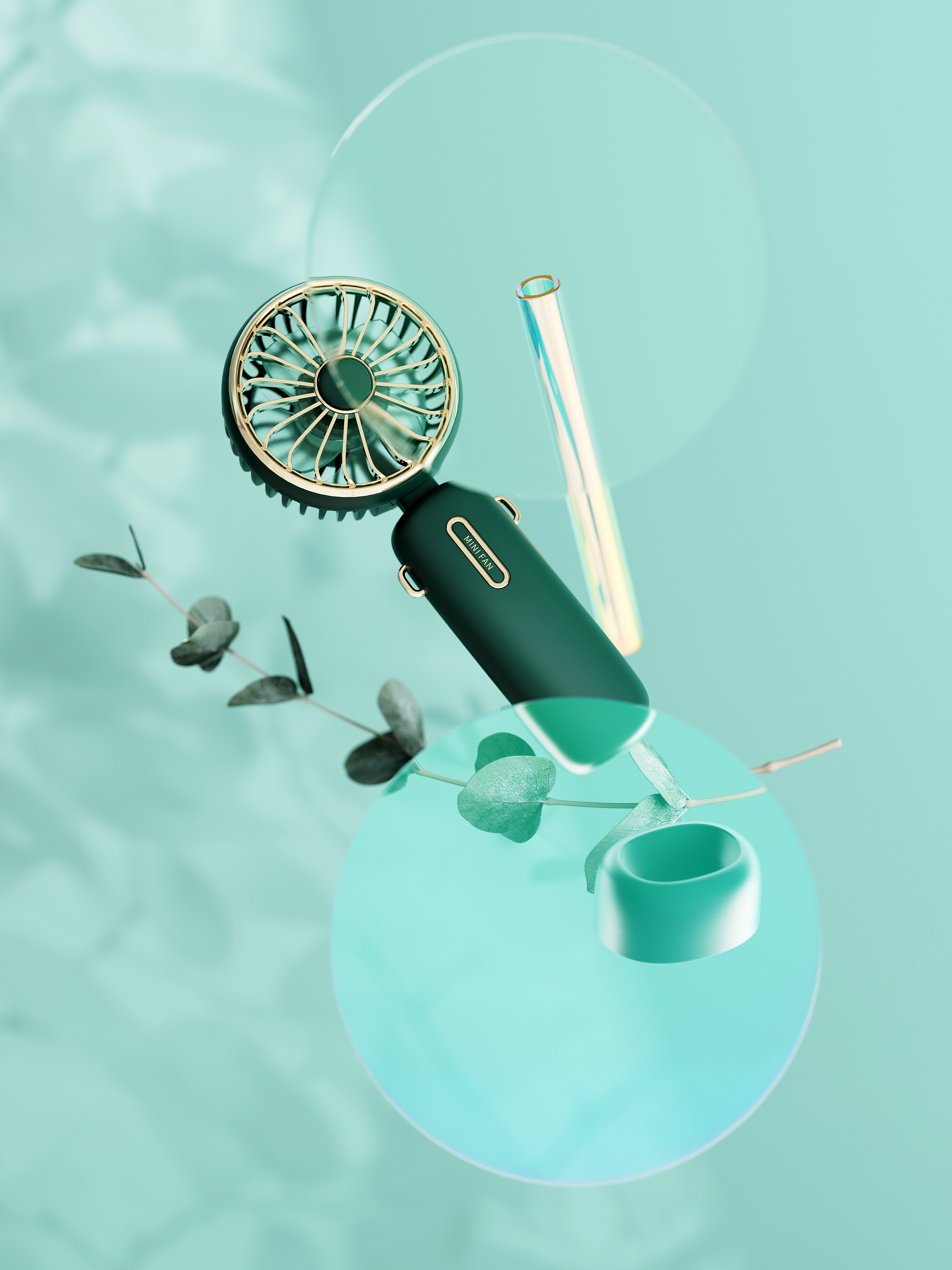 Retro，Small fan，Portable，multi-function，halter ，hold，