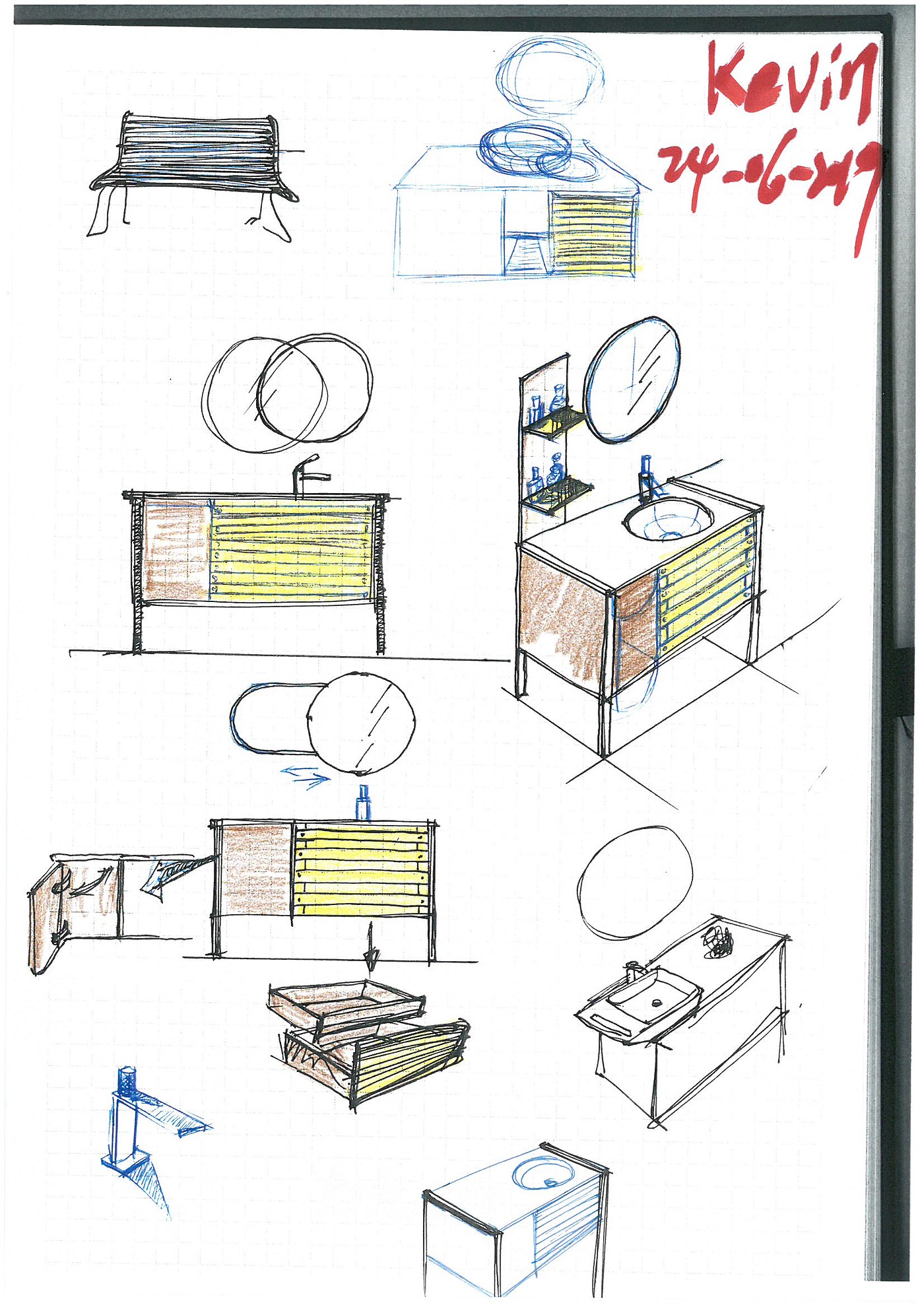 Hand drawn bathroom，