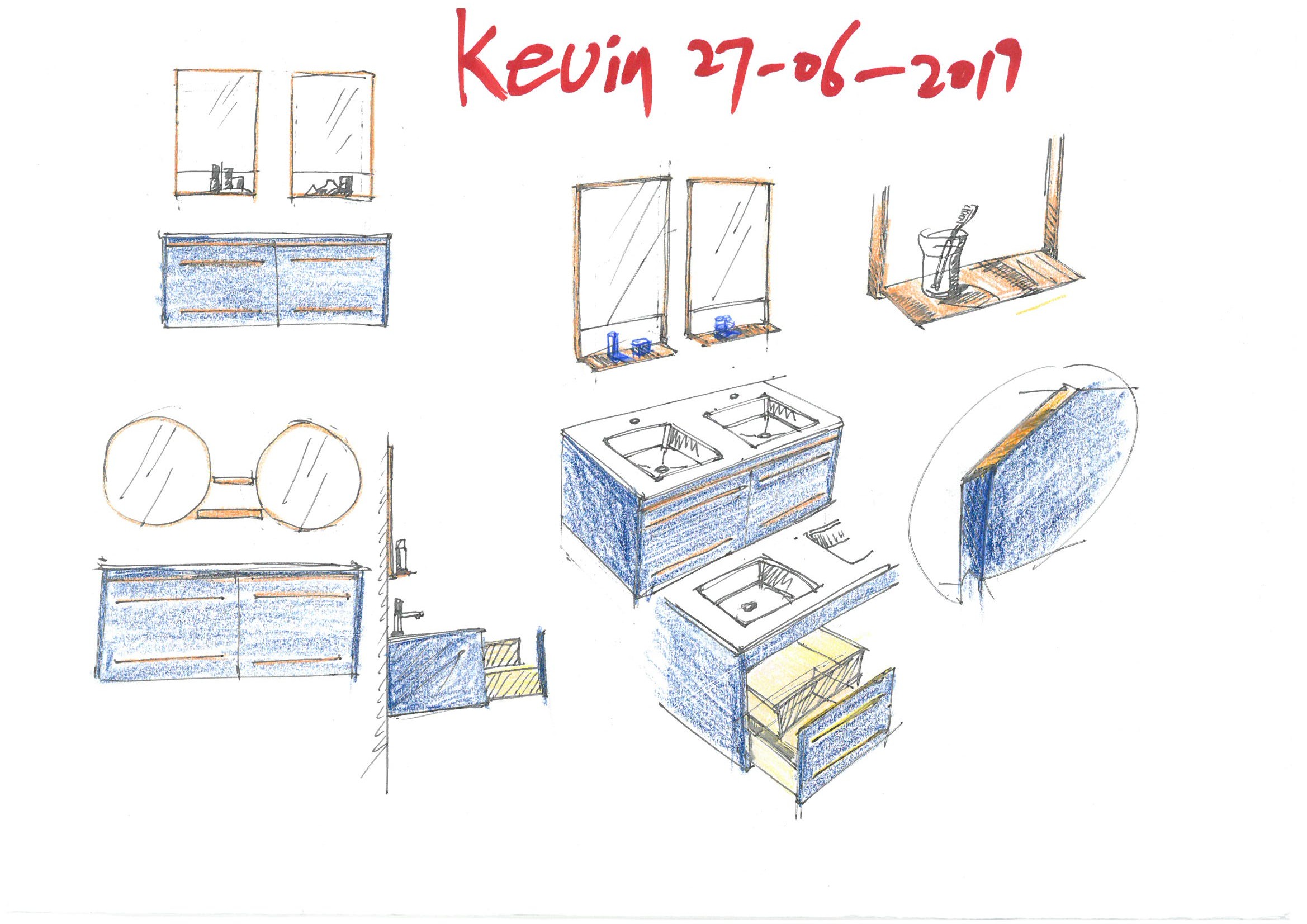 Hand drawn bathroom，