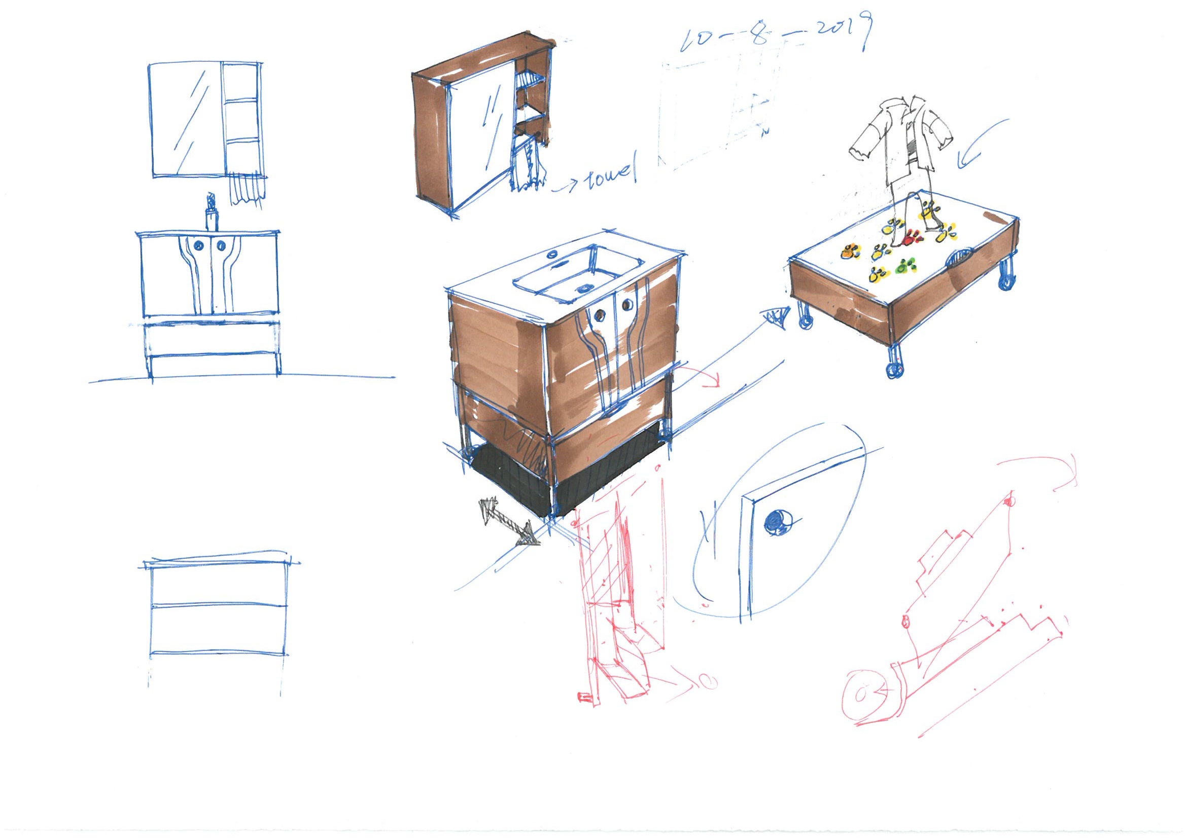 Hand drawn bathroom，