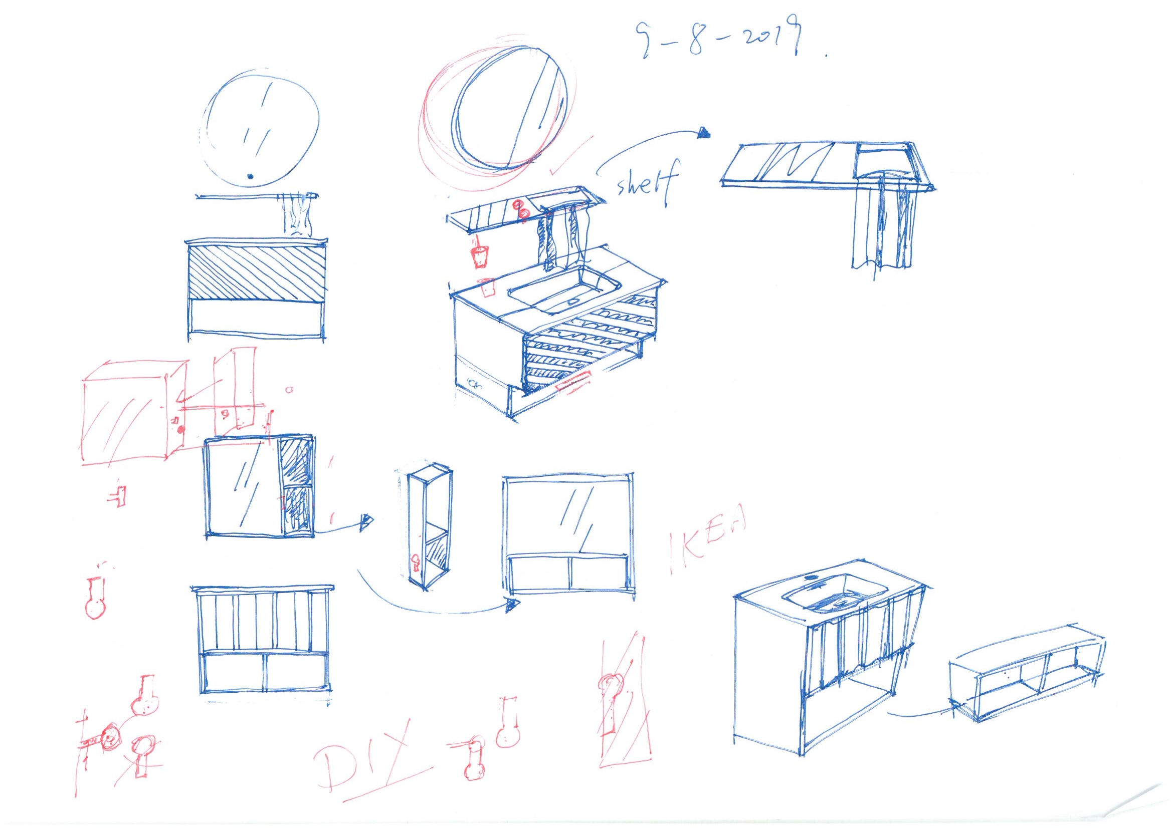 Hand drawn bathroom，