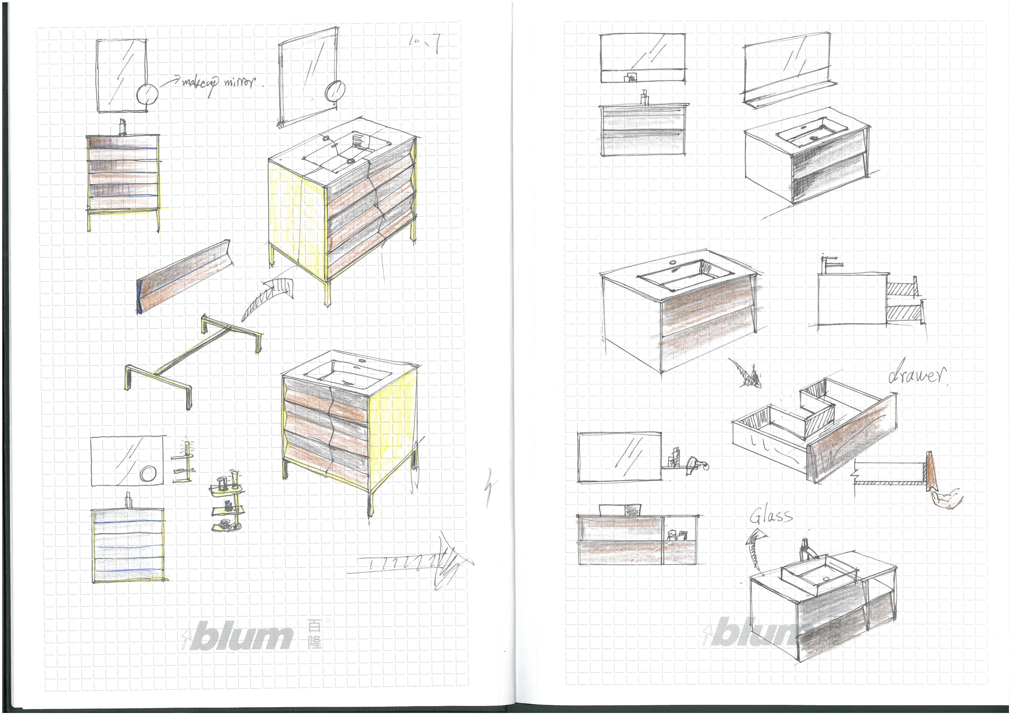 Hand drawn bathroom，