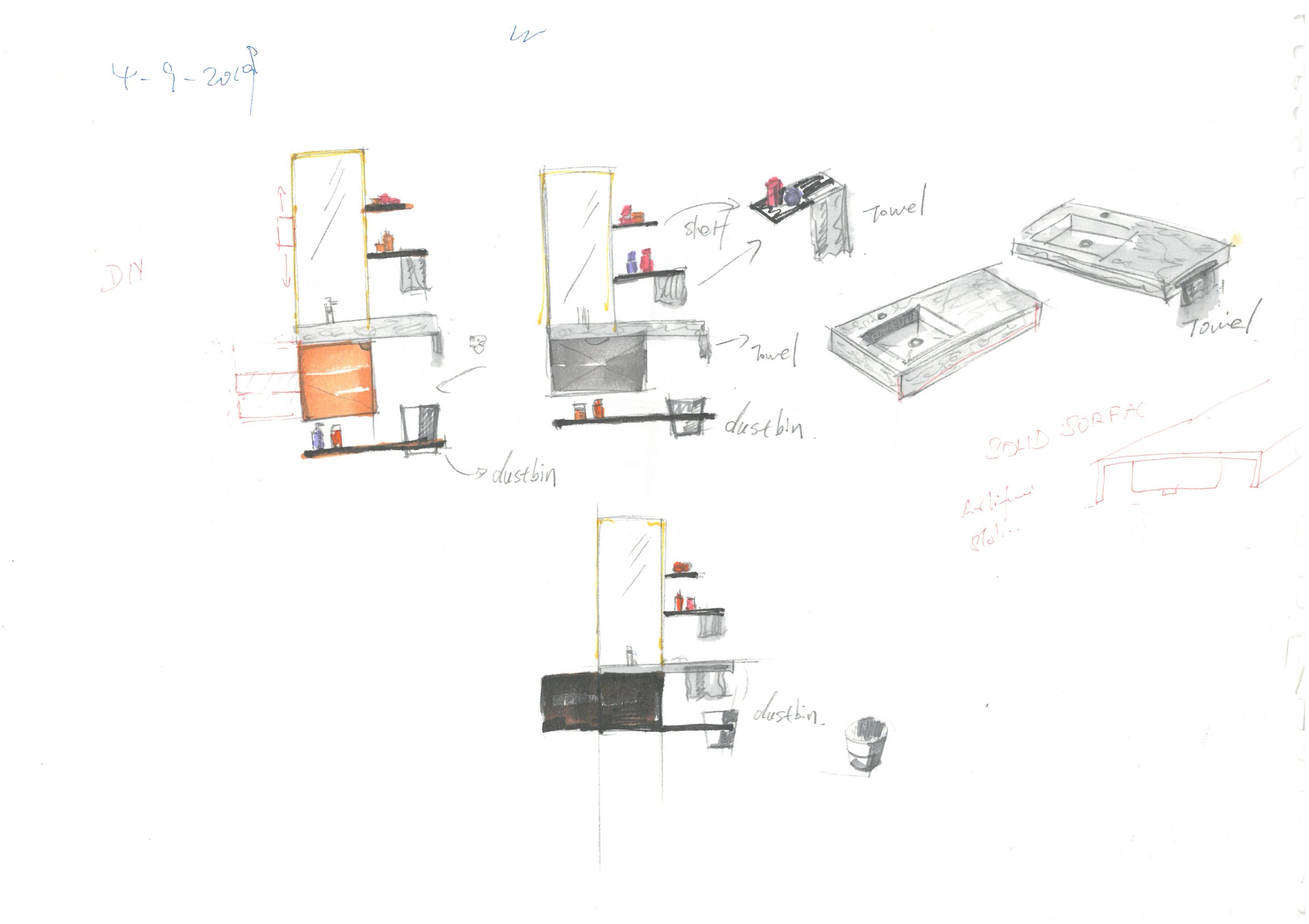 Hand drawn bathroom，