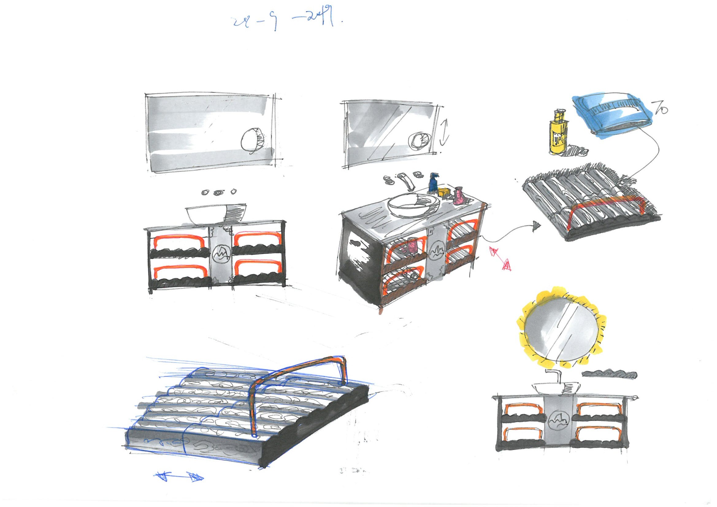 Hand drawn bathroom，