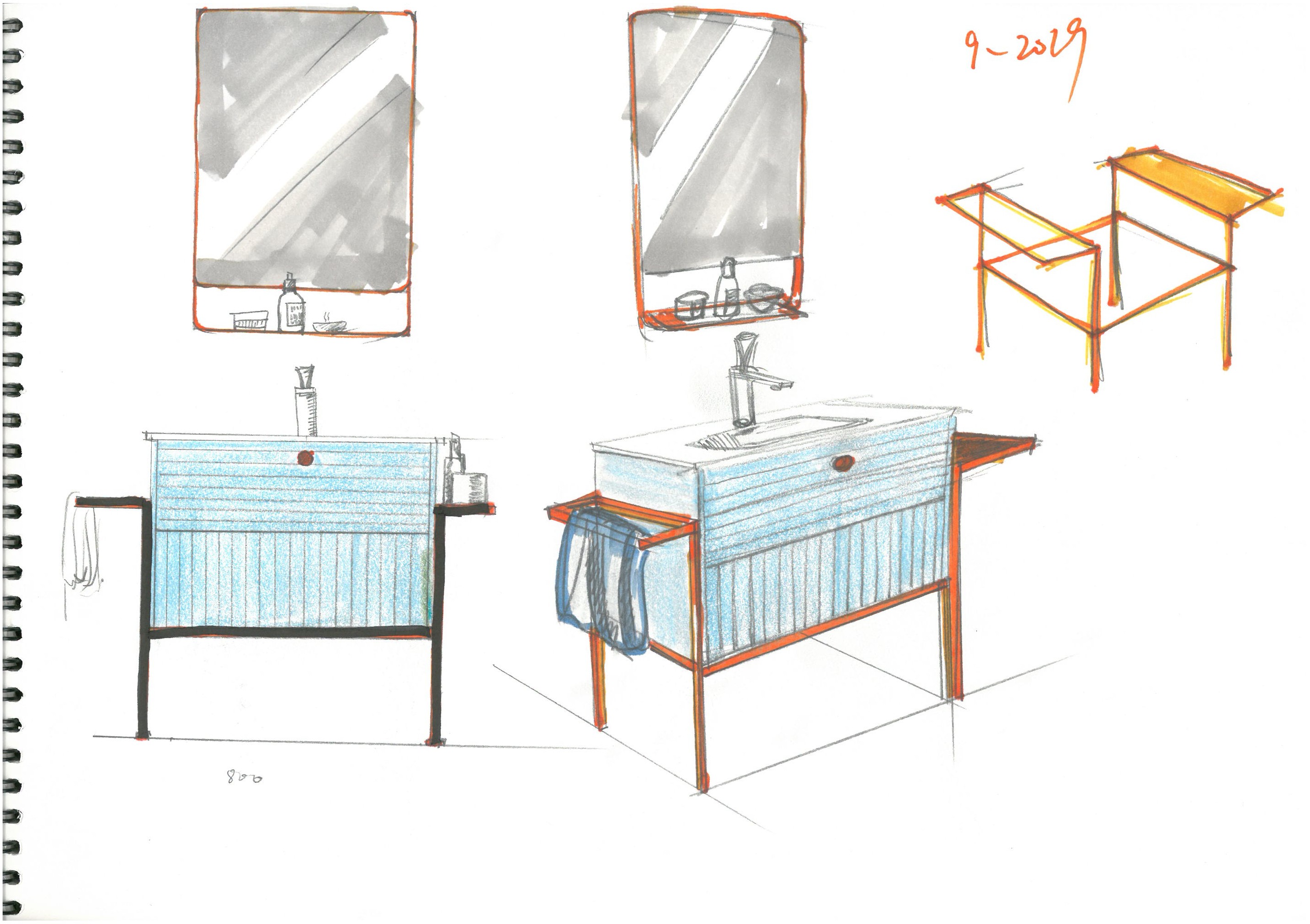 Hand drawn bathroom，