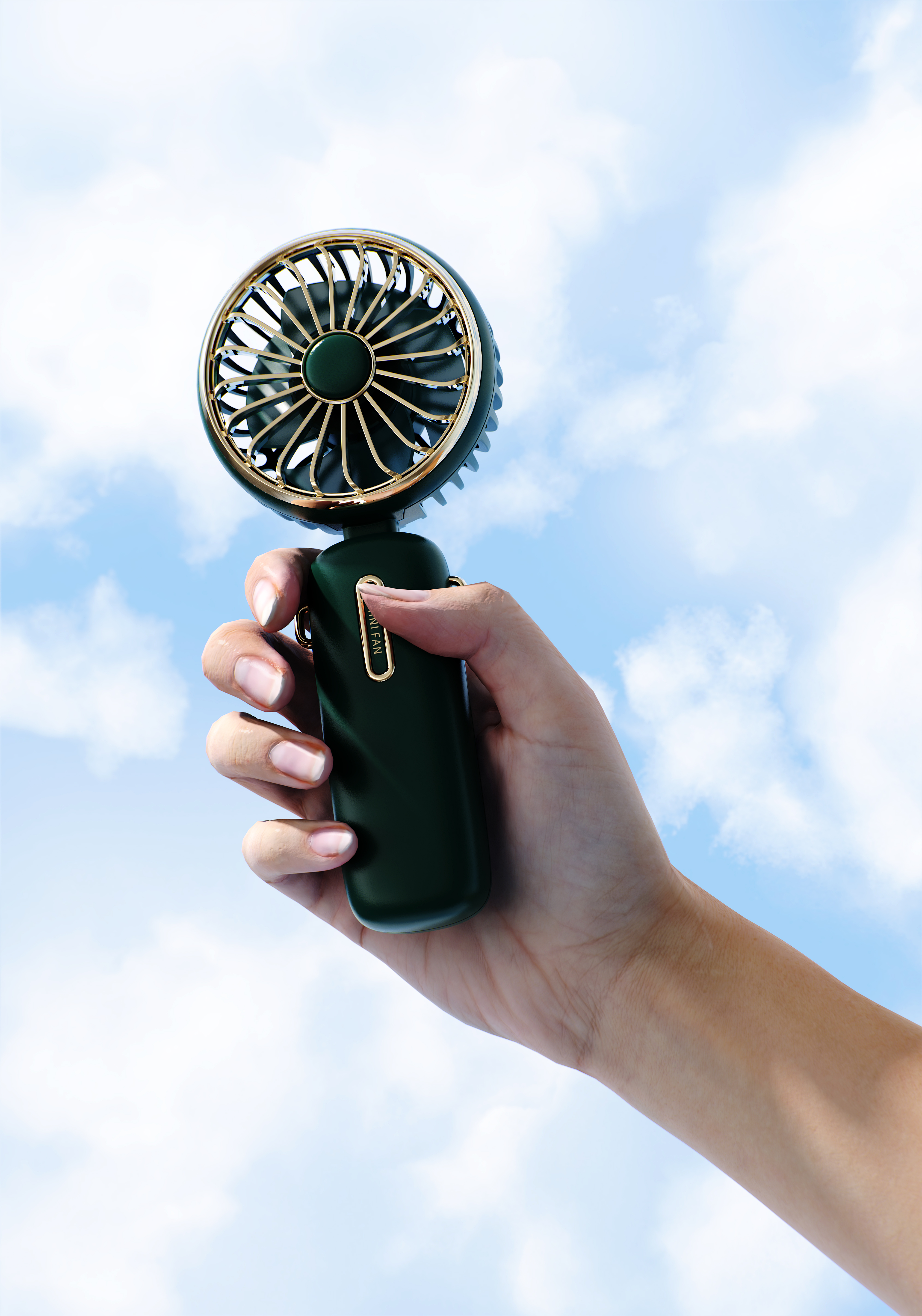 Retro，Small fan，Portable，multi-function，halter ，hold，