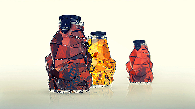 蜂蜜，几何，精致，瓶子，玻璃，
