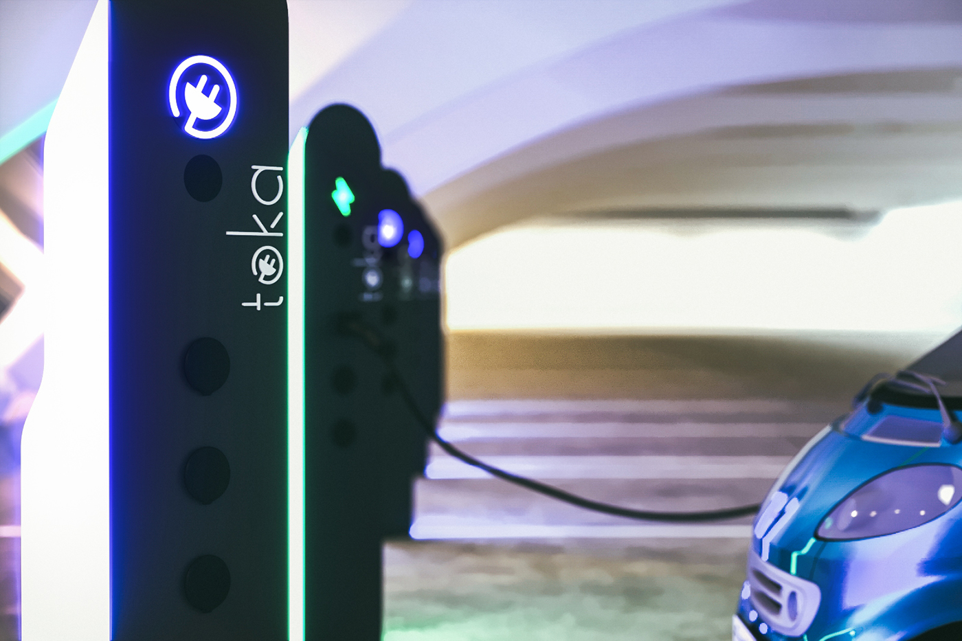 Charging pile，electric vehicle，city，black，