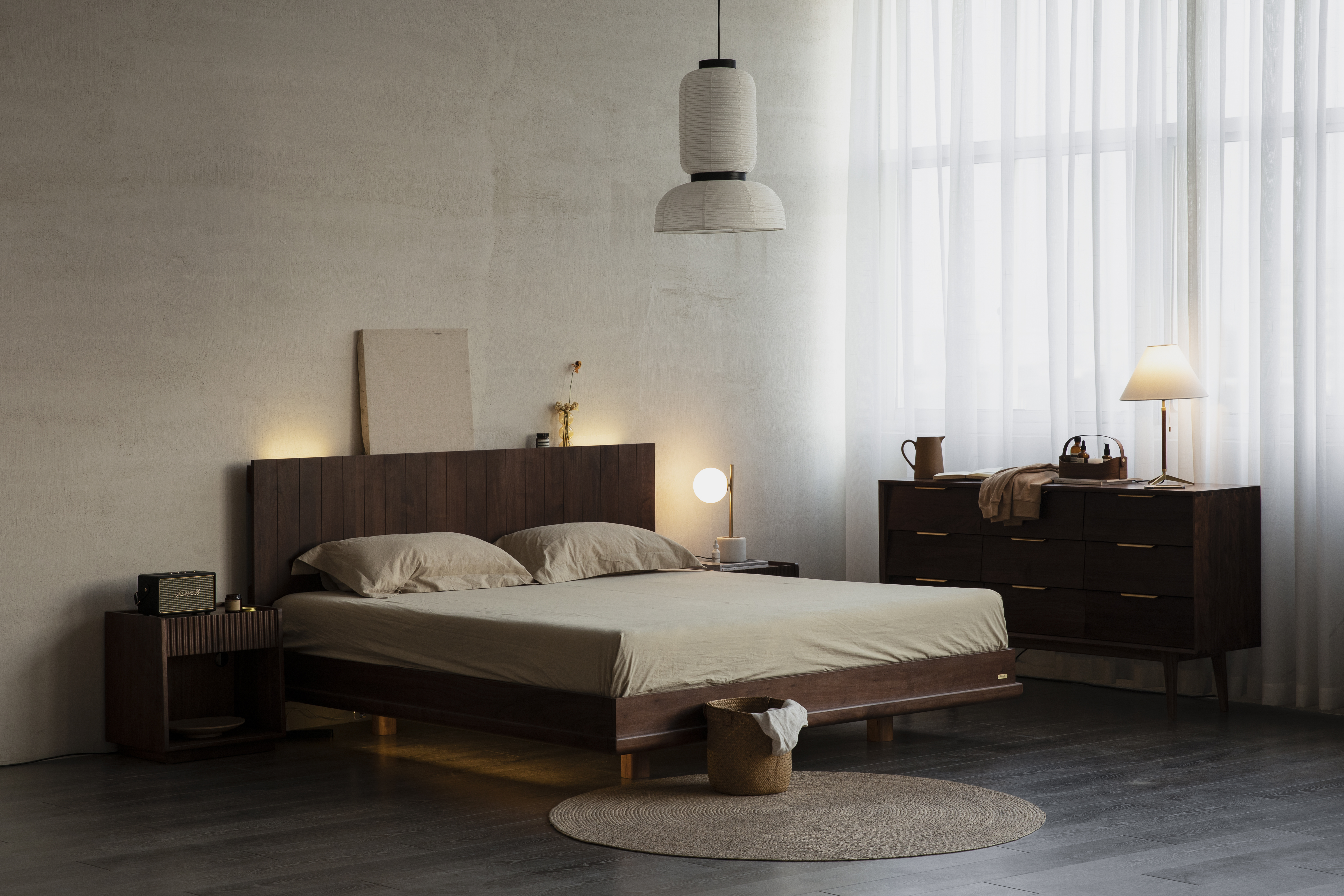furniture，Solid wood furniture，Nordic furniture，Bed，
