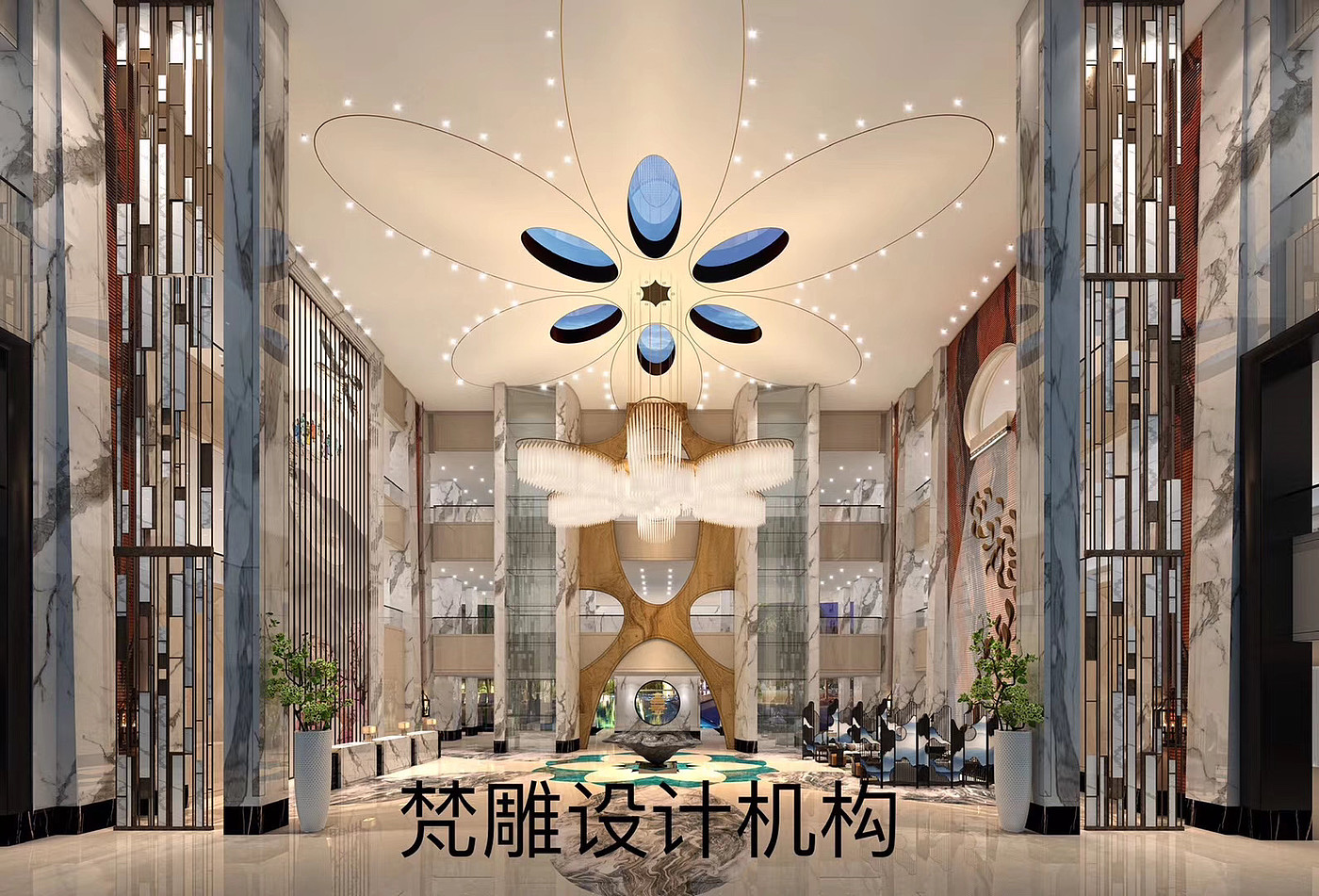 Hotel space, marble, standard room, lobby，