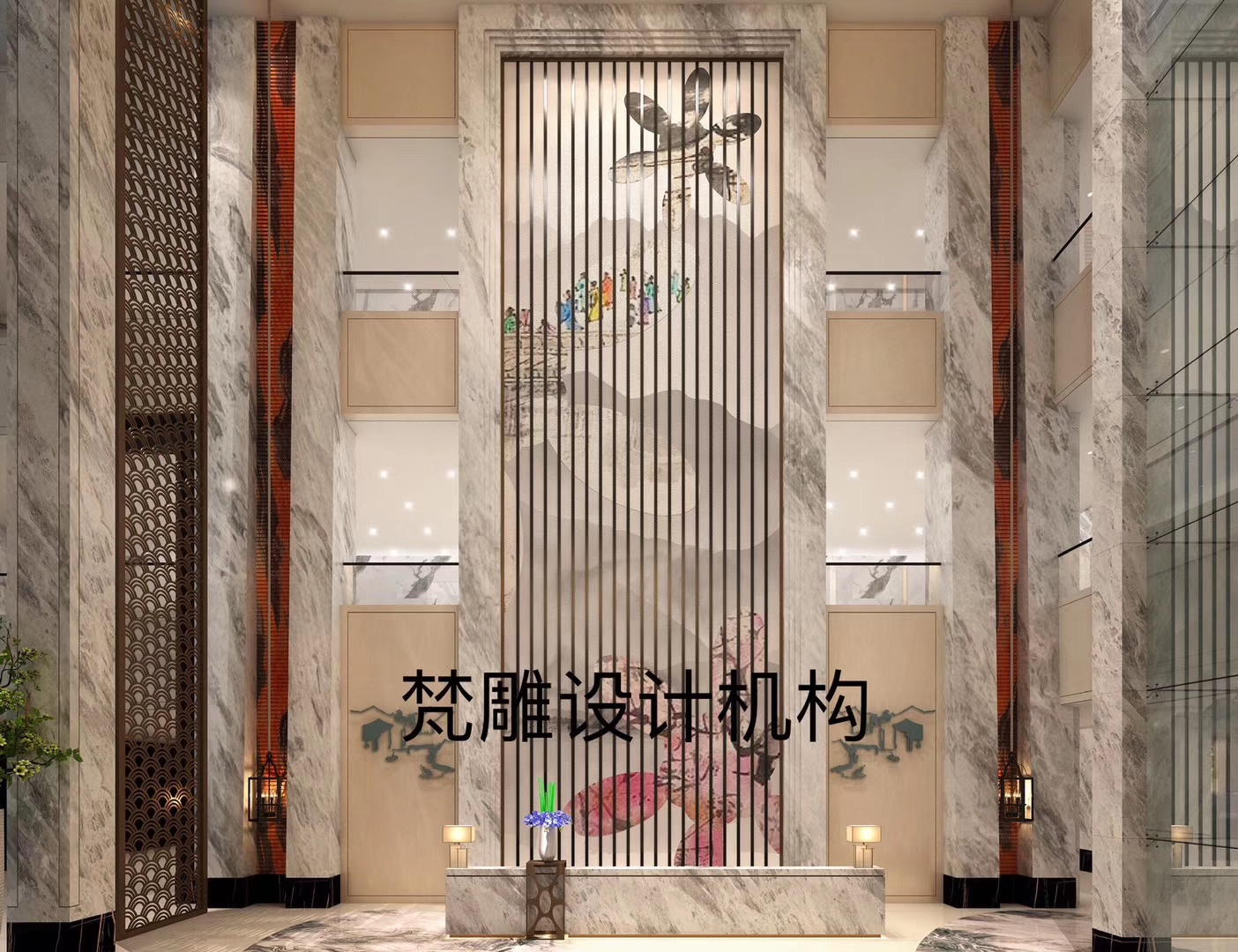 Hotel space, marble, standard room, lobby，
