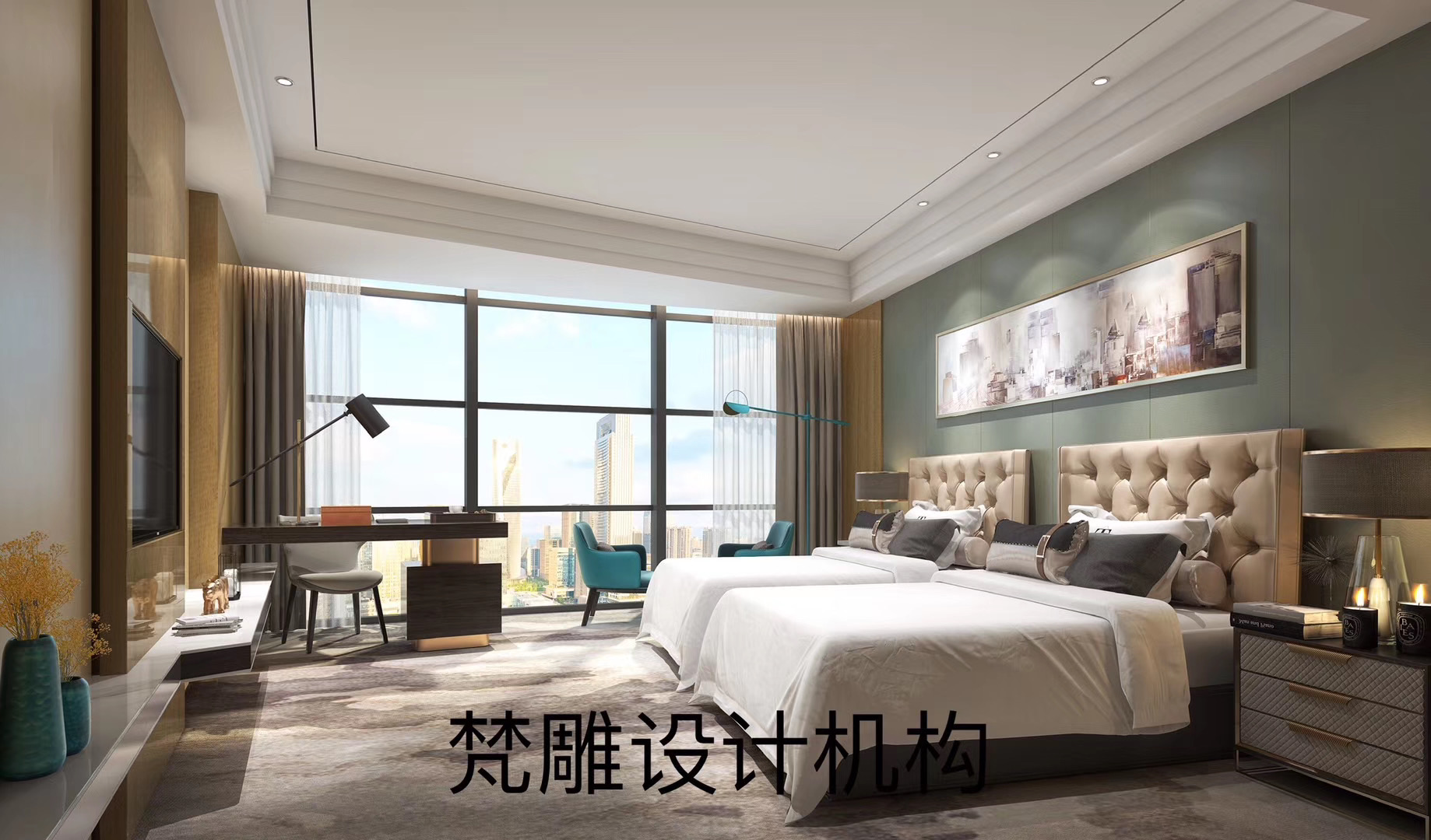 Hotel space, marble, standard room, lobby，