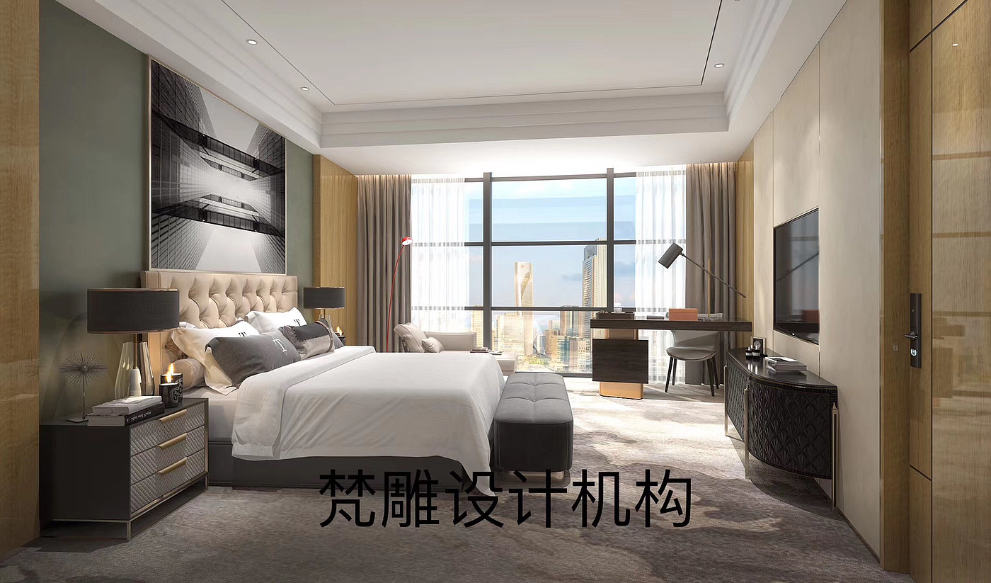 Hotel space, marble, standard room, lobby，