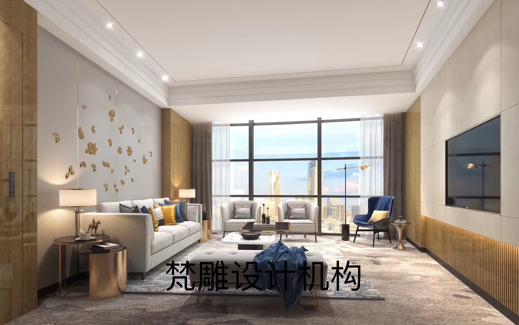 Hotel space, marble, standard room, lobby，