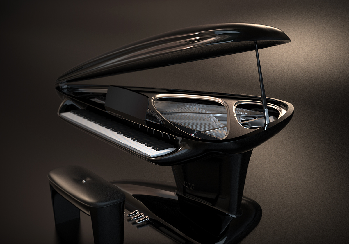 piano，transparent，curve，