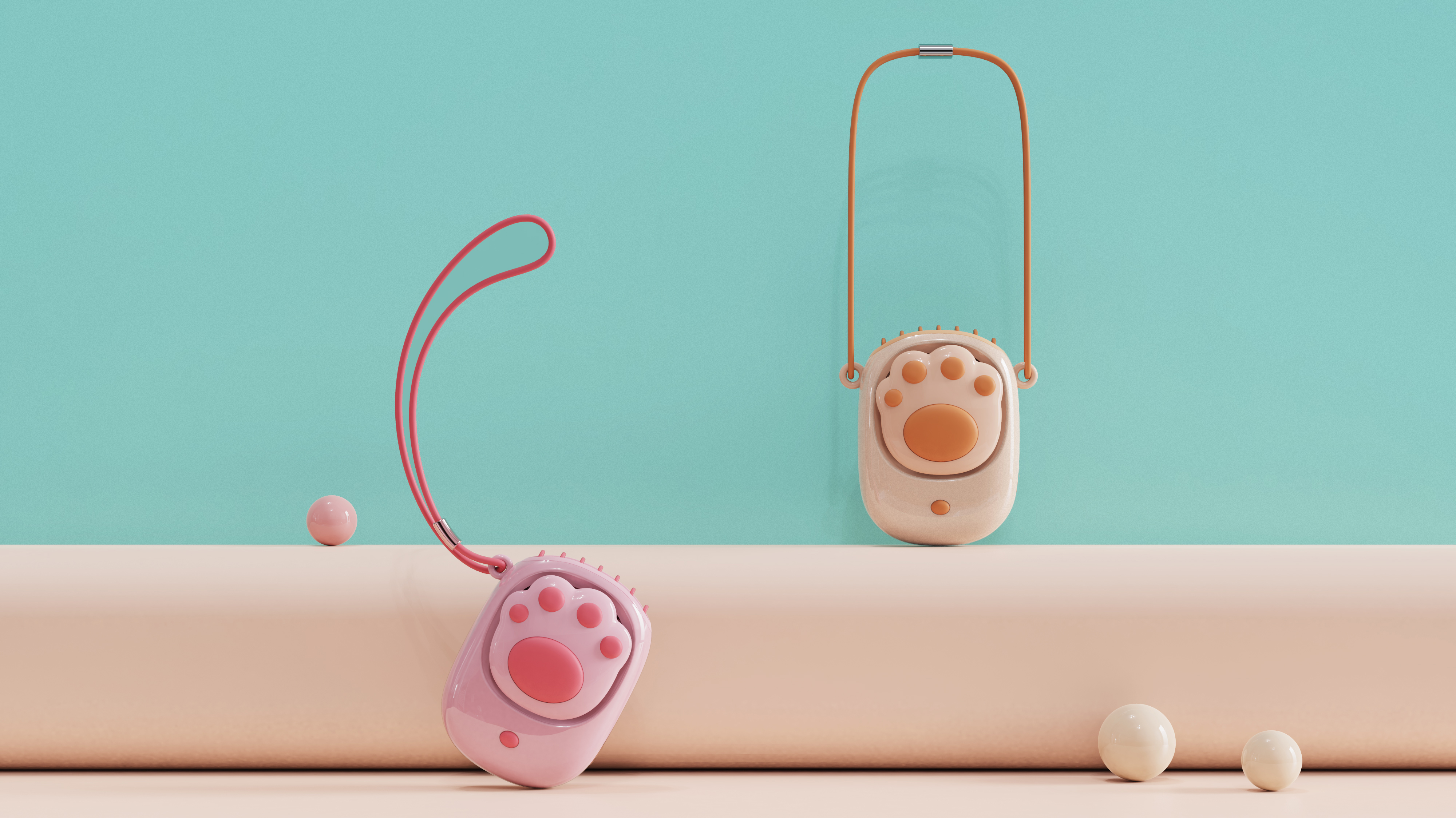 product design，Hanging neck fan，Hand held small fan，Cat's Paw Fan，