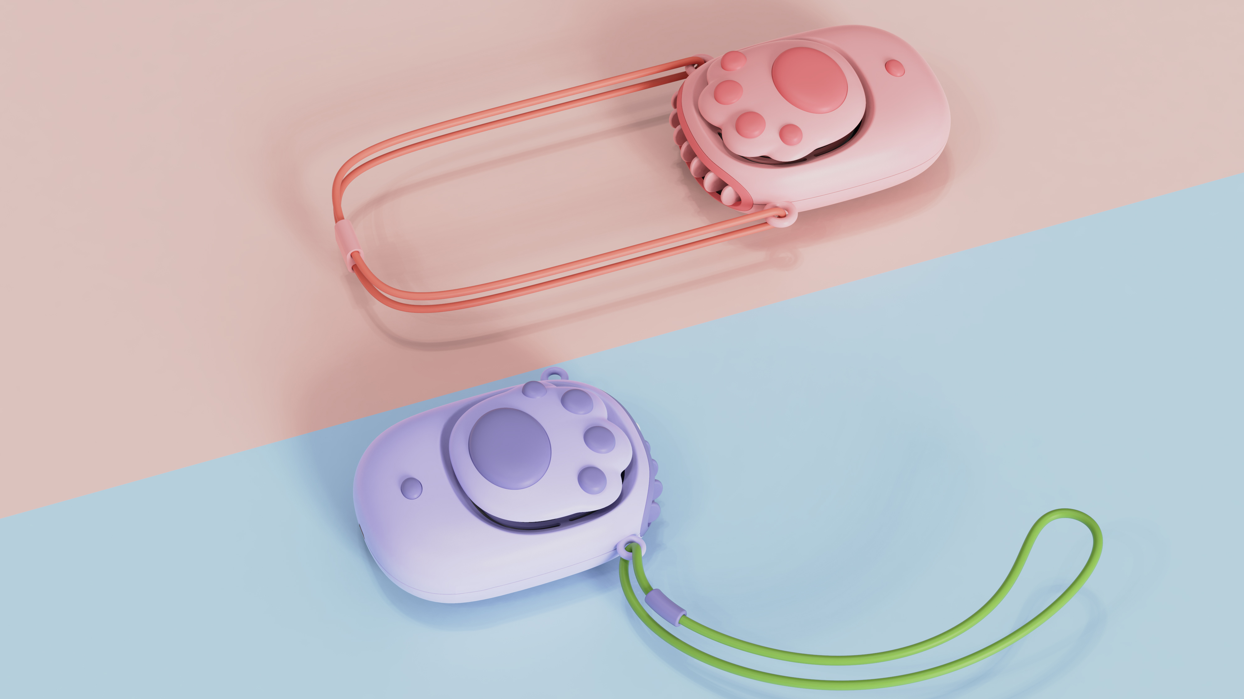 product design，Hanging neck fan，Hand held small fan，Cat's Paw Fan，