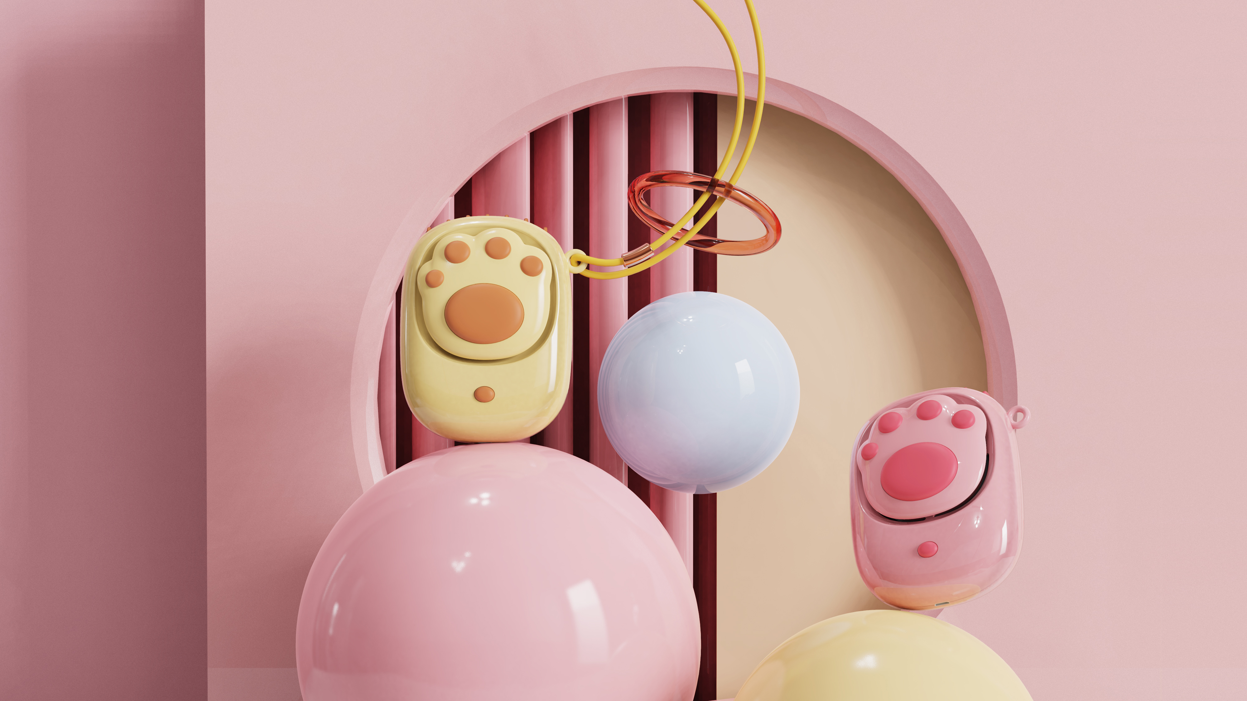 product design，Hanging neck fan，Hand held small fan，Cat's Paw Fan，