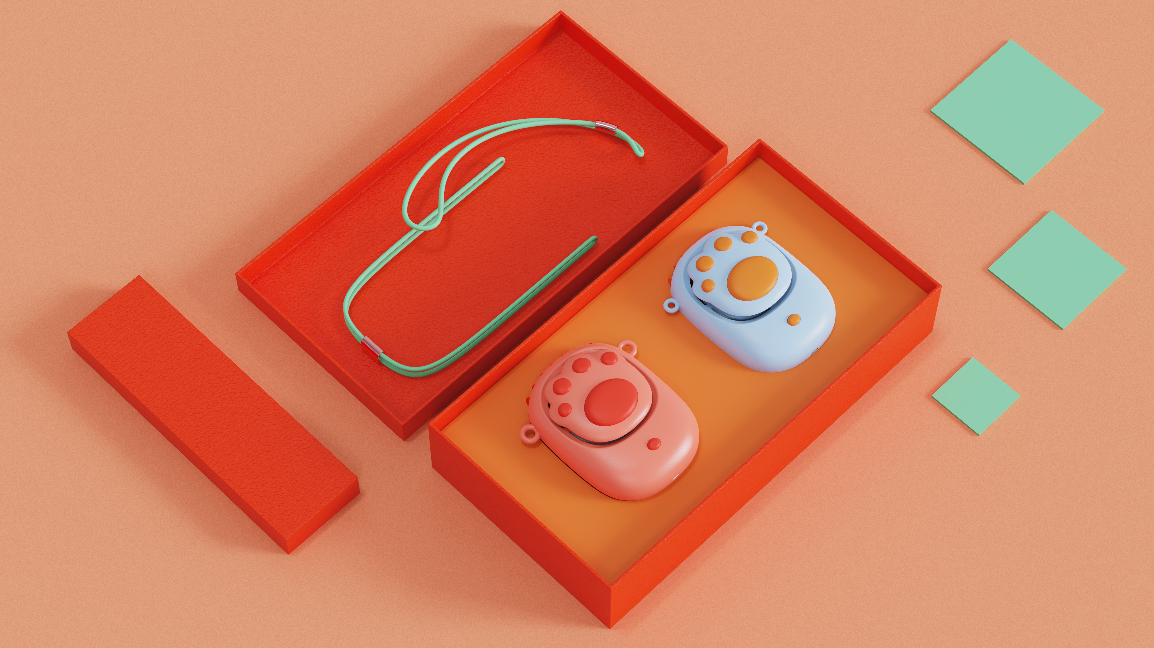 product design，Hanging neck fan，Hand held small fan，Cat's Paw Fan，