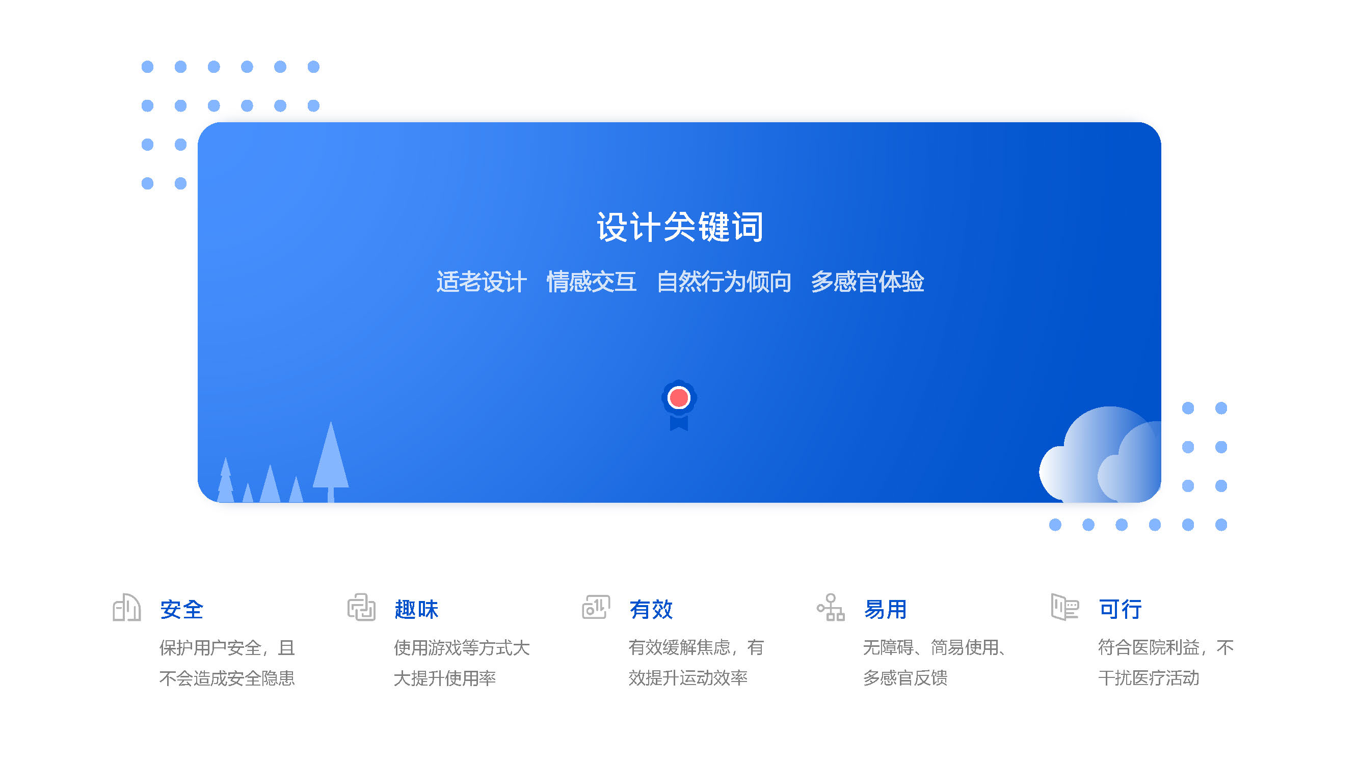 Age appropriate design，Natural behavior tendency，Emotional interaction，Multi sensory experience，