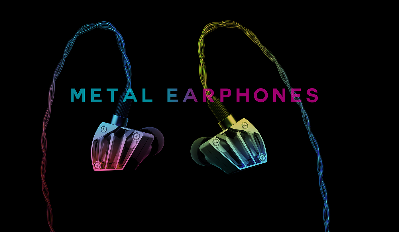 金属耳机，Metal earphones，