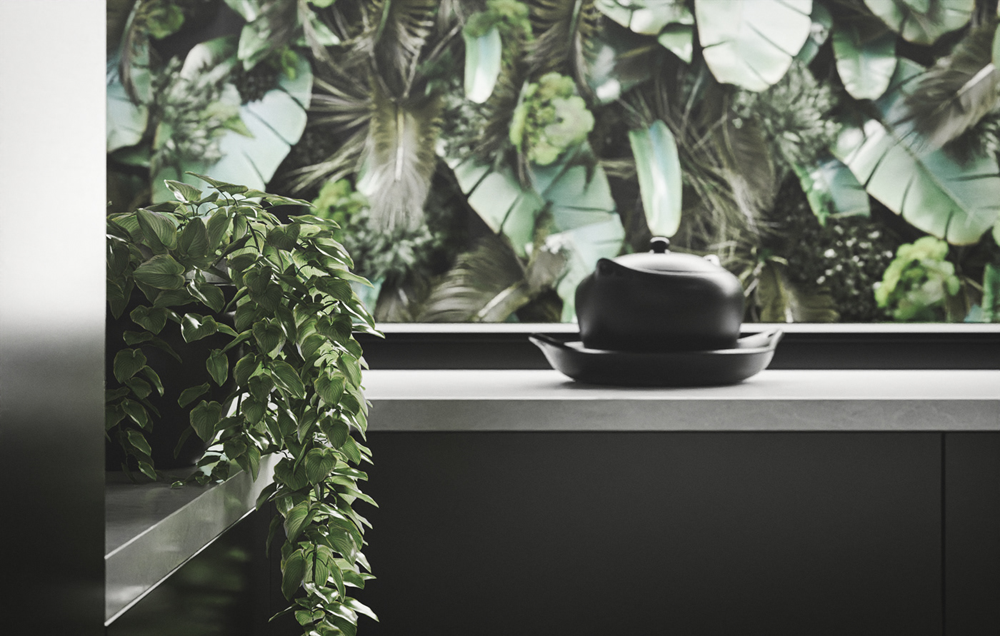 kitchen，Render，Interior design，