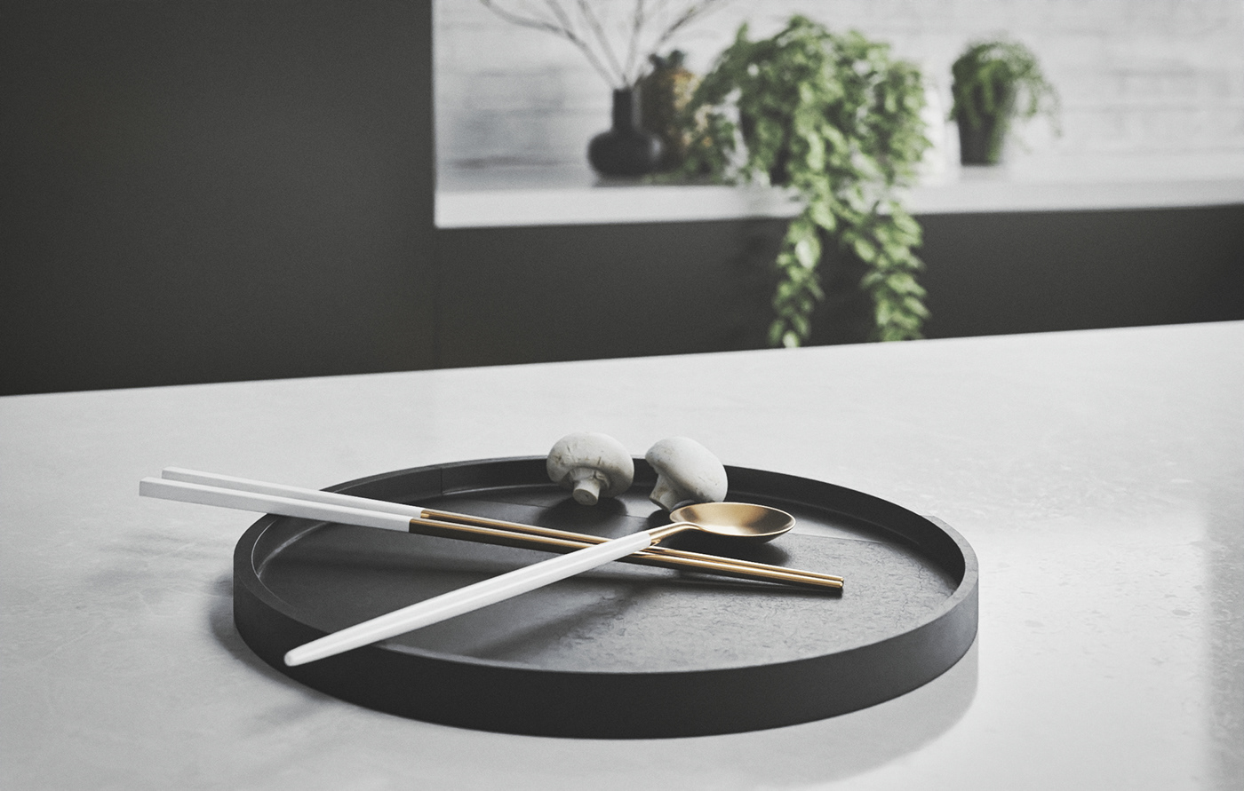 kitchen，Render，Interior design，