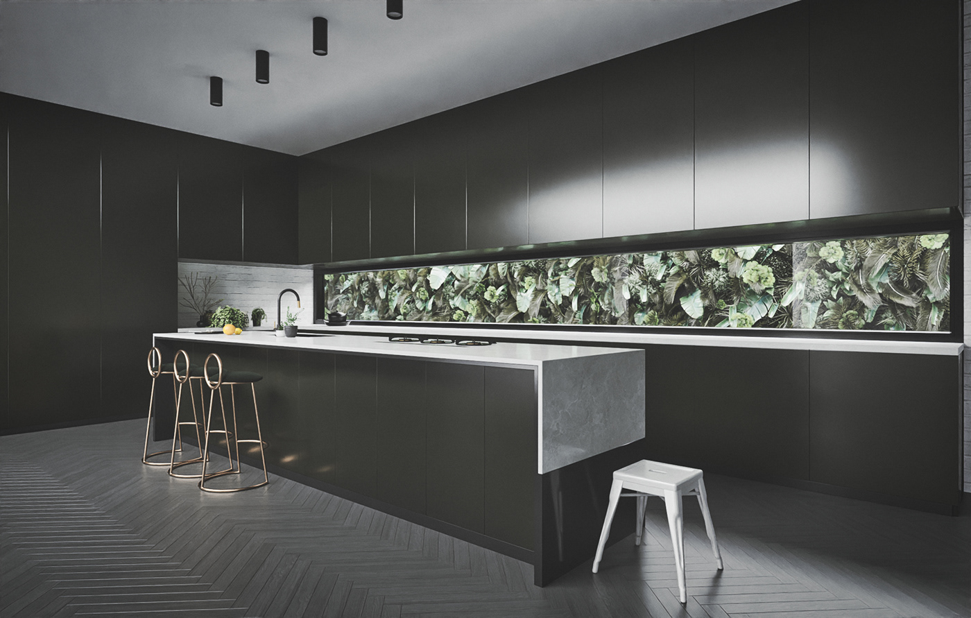 kitchen，Render，Interior design，