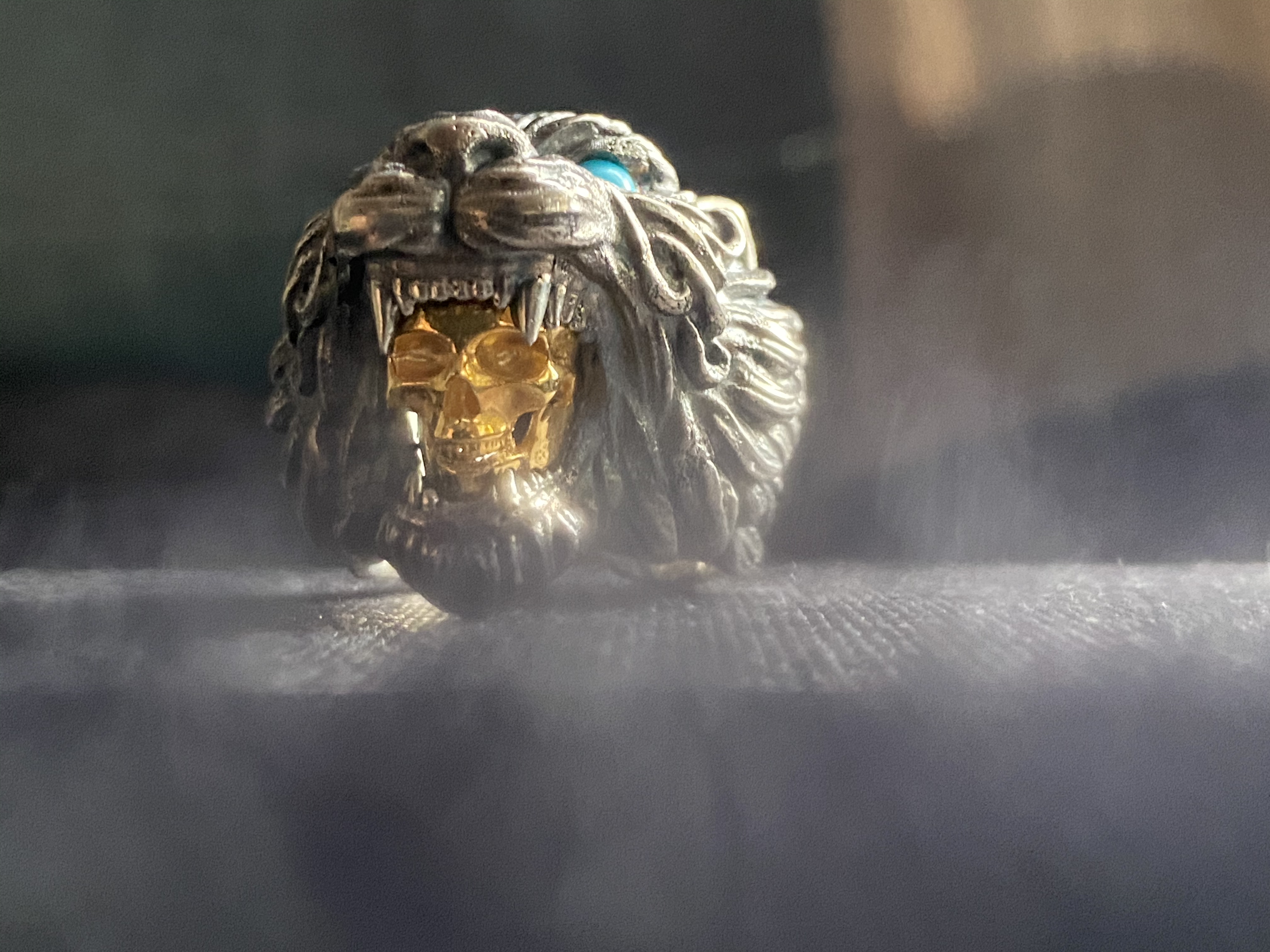 Ring，carving，tiger，Turquoise，gold-plated，