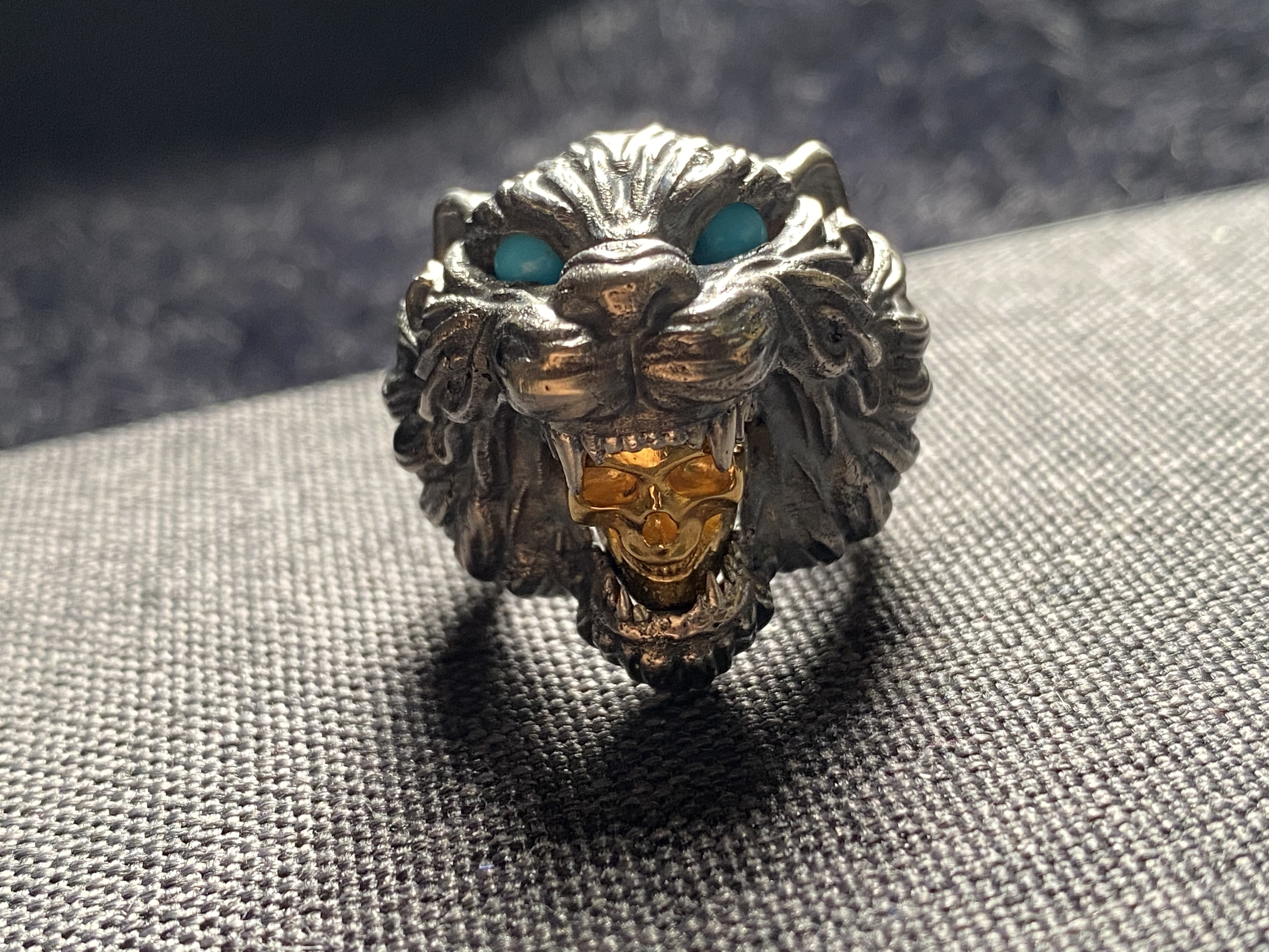 Ring，carving，tiger，Turquoise，gold-plated，