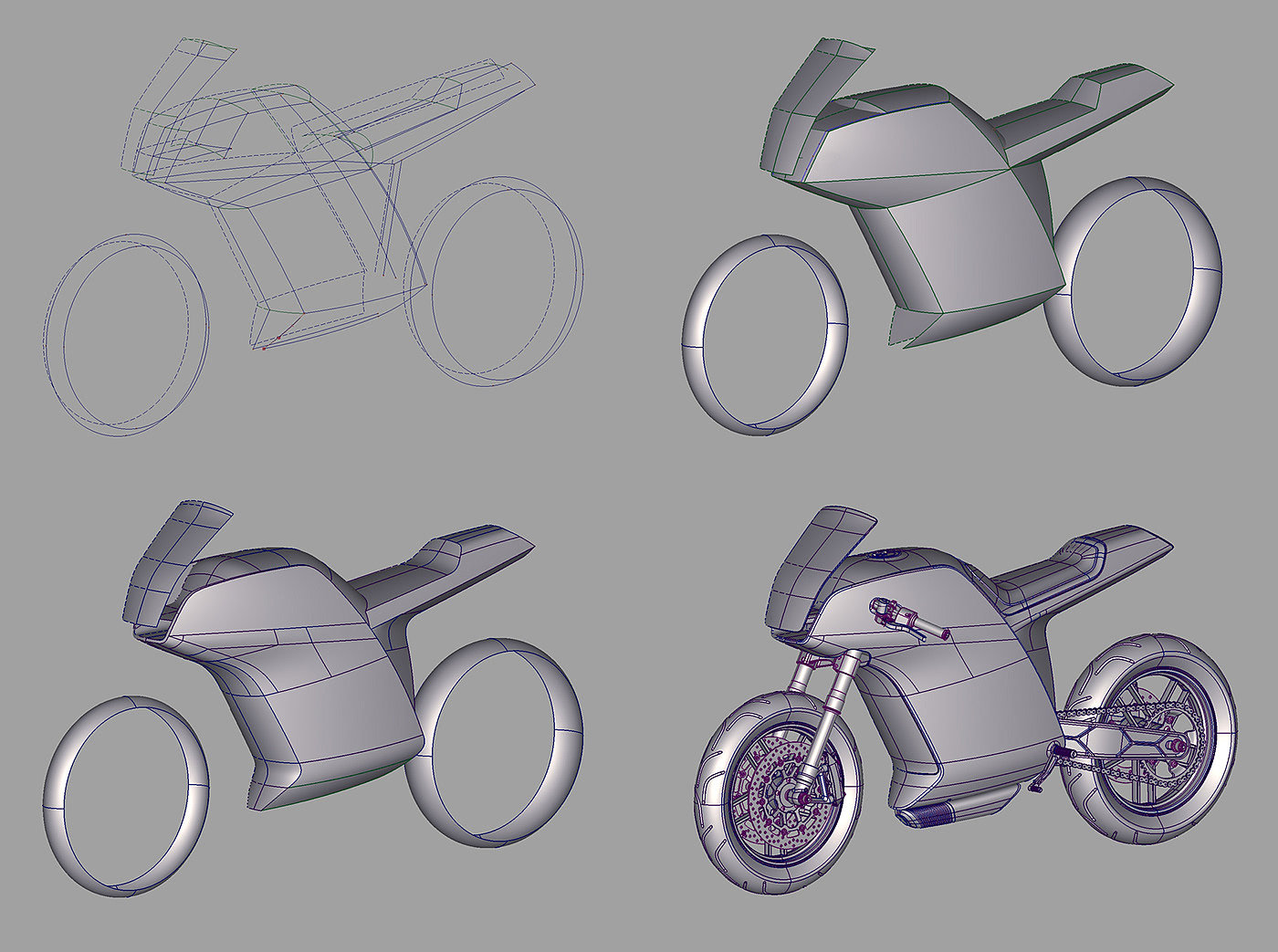 摩托车，模型，概念，3d，