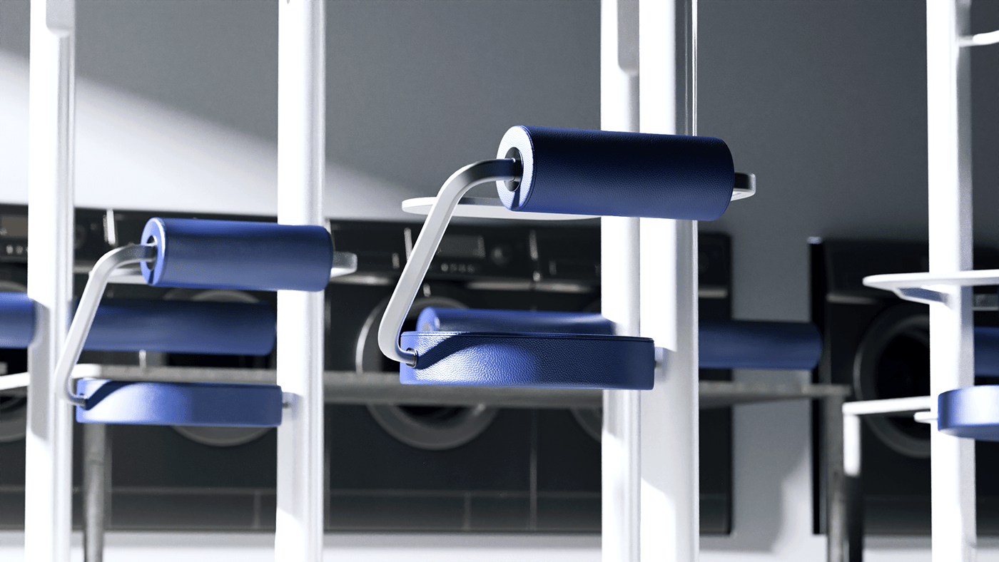 chair，Laundromat，concept，blue，