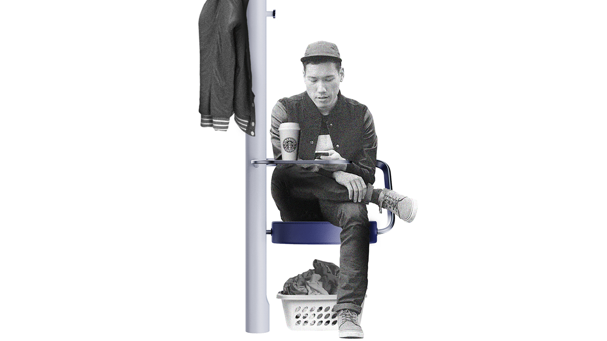 chair，Laundromat，concept，blue，