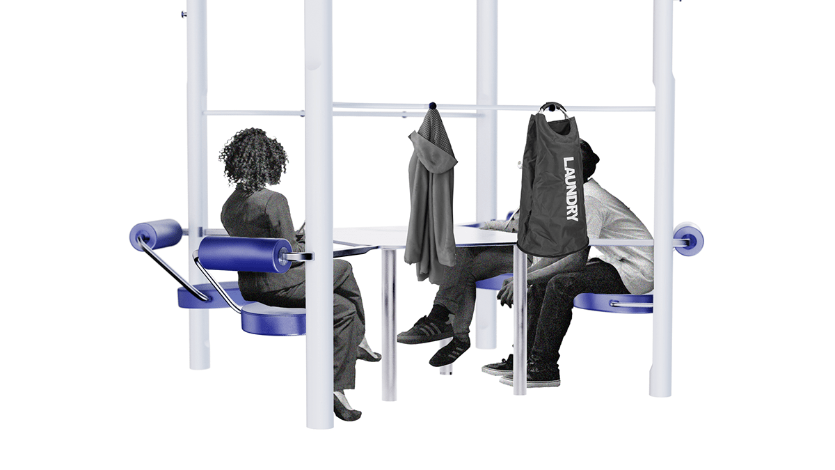 chair，Laundromat，concept，blue，