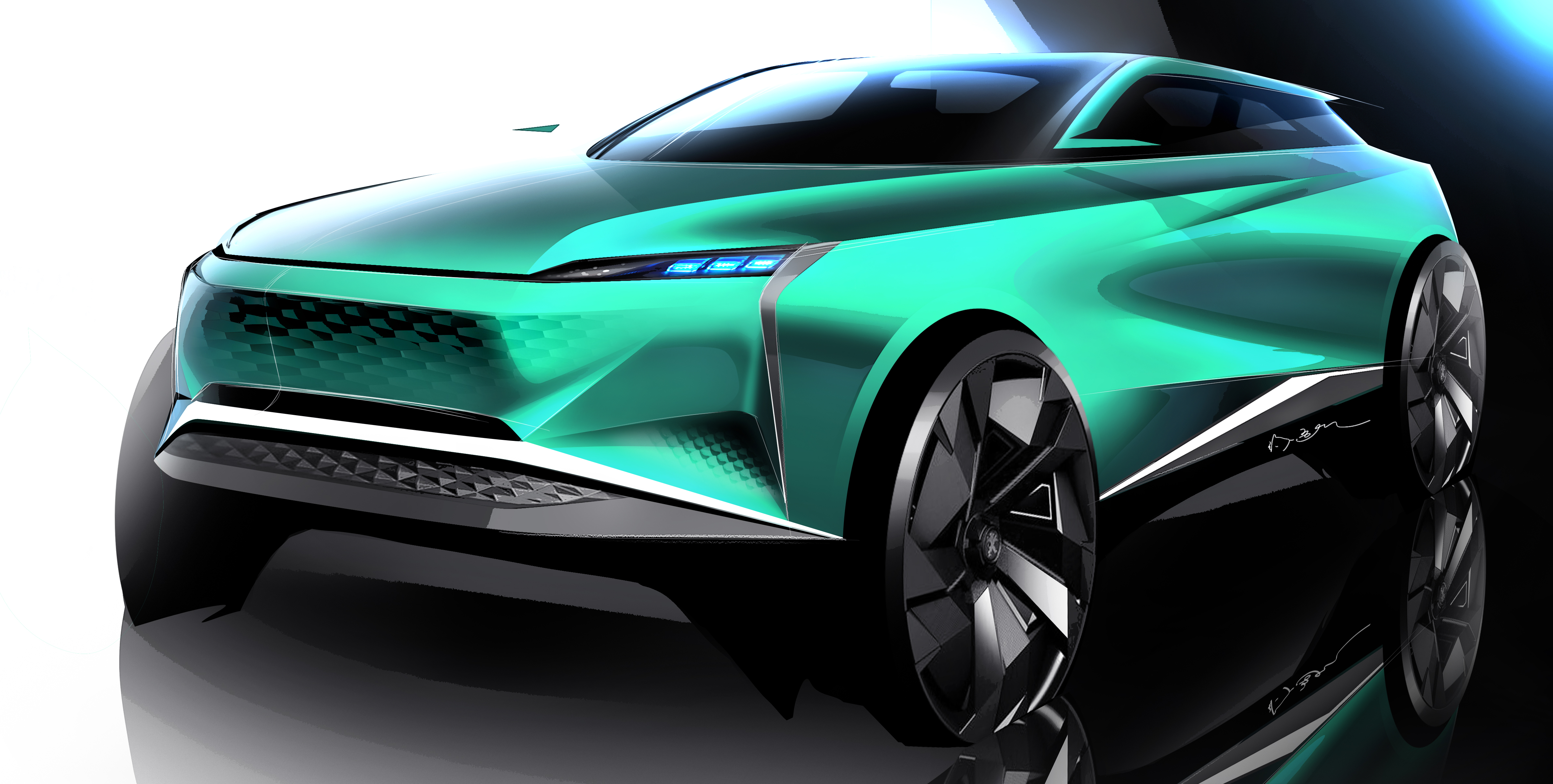 car，ps，sketch，industrial design，design sketch，Hand drawn，