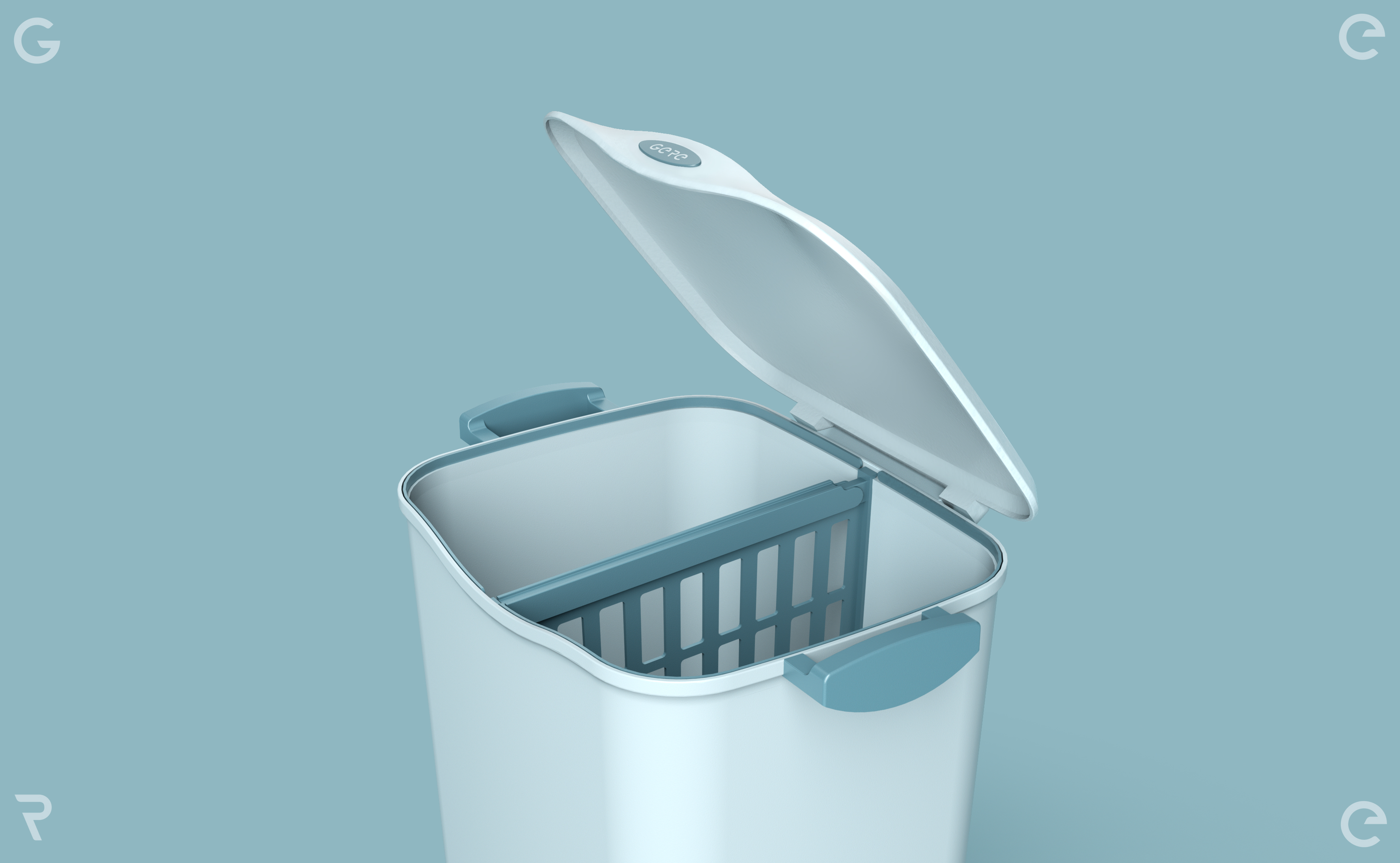 Grey design，Kitchen supplies，refuse classification，trash can，Dry wet separation，