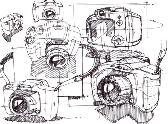 Wrist watch，camera，line，Hand drawn，industrial design，