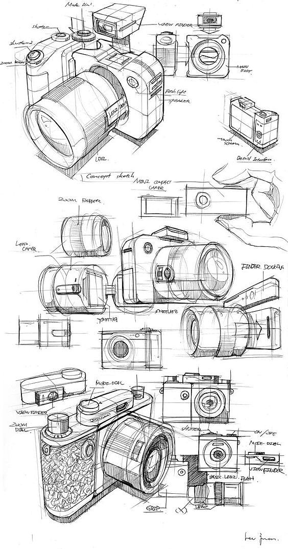 Wrist watch，camera，line，Hand drawn，industrial design，