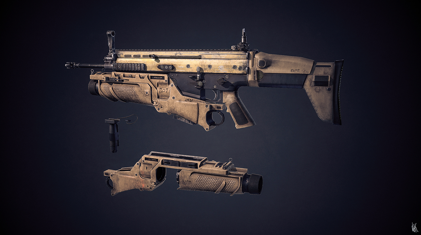 arms，machine gun，model design ，