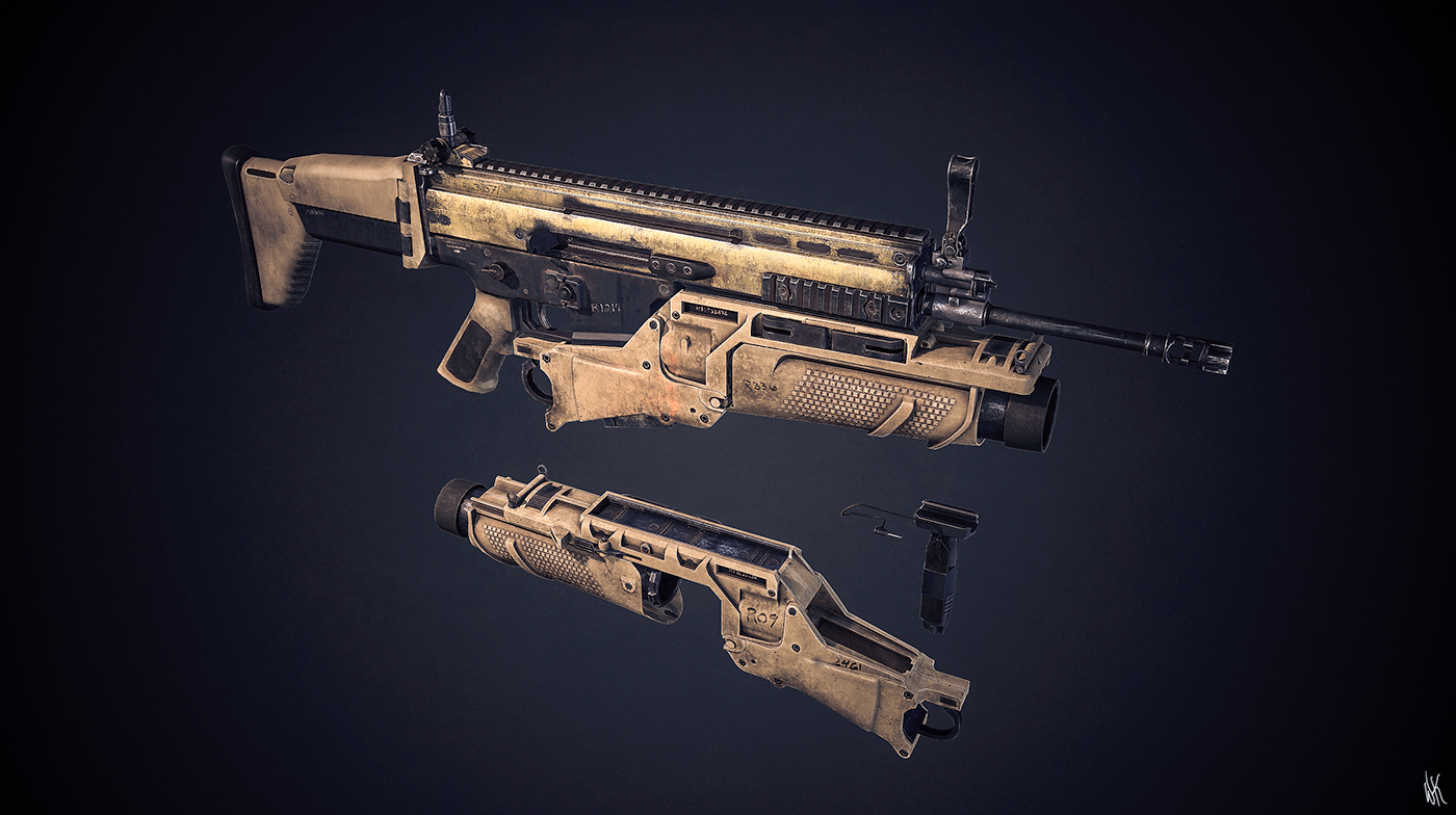 arms，machine gun，model design ，