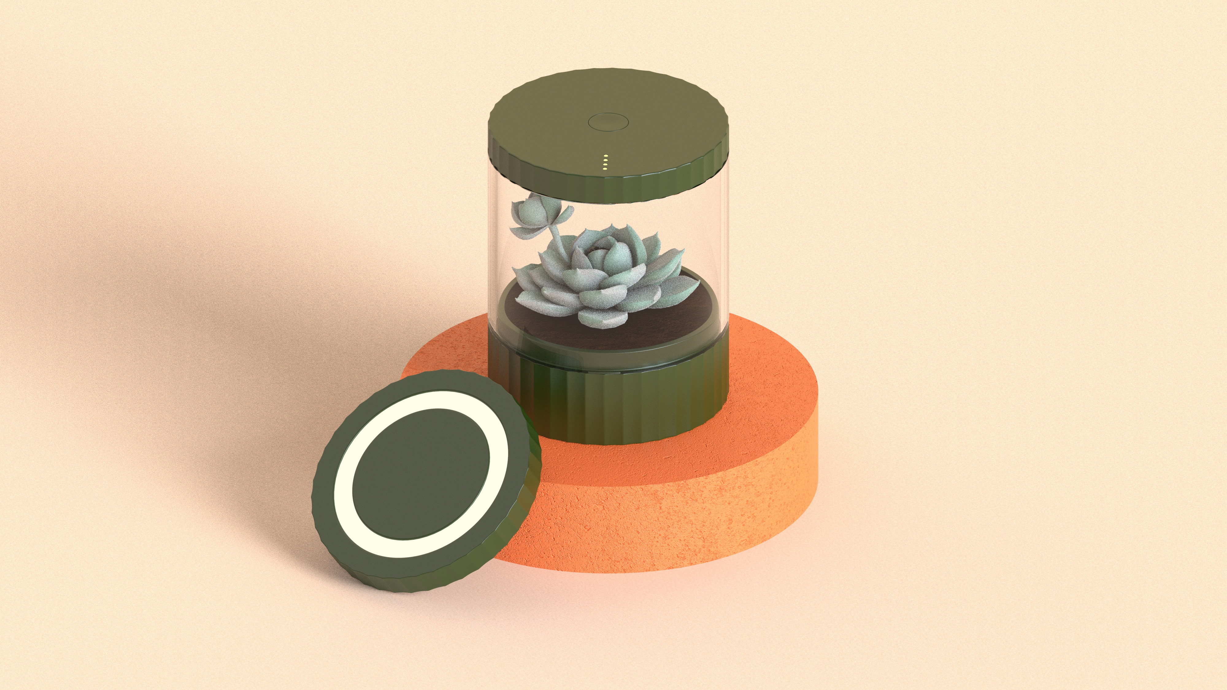 Office green plant，Fleshy，product design，Automatic fill light，Desktop potted plants，Rechargeable，