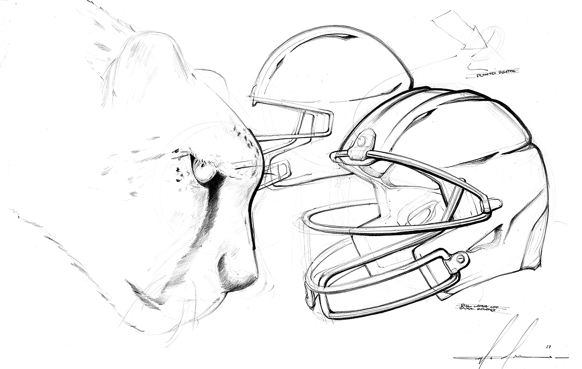 Helmet，Hand drawn，details，process，