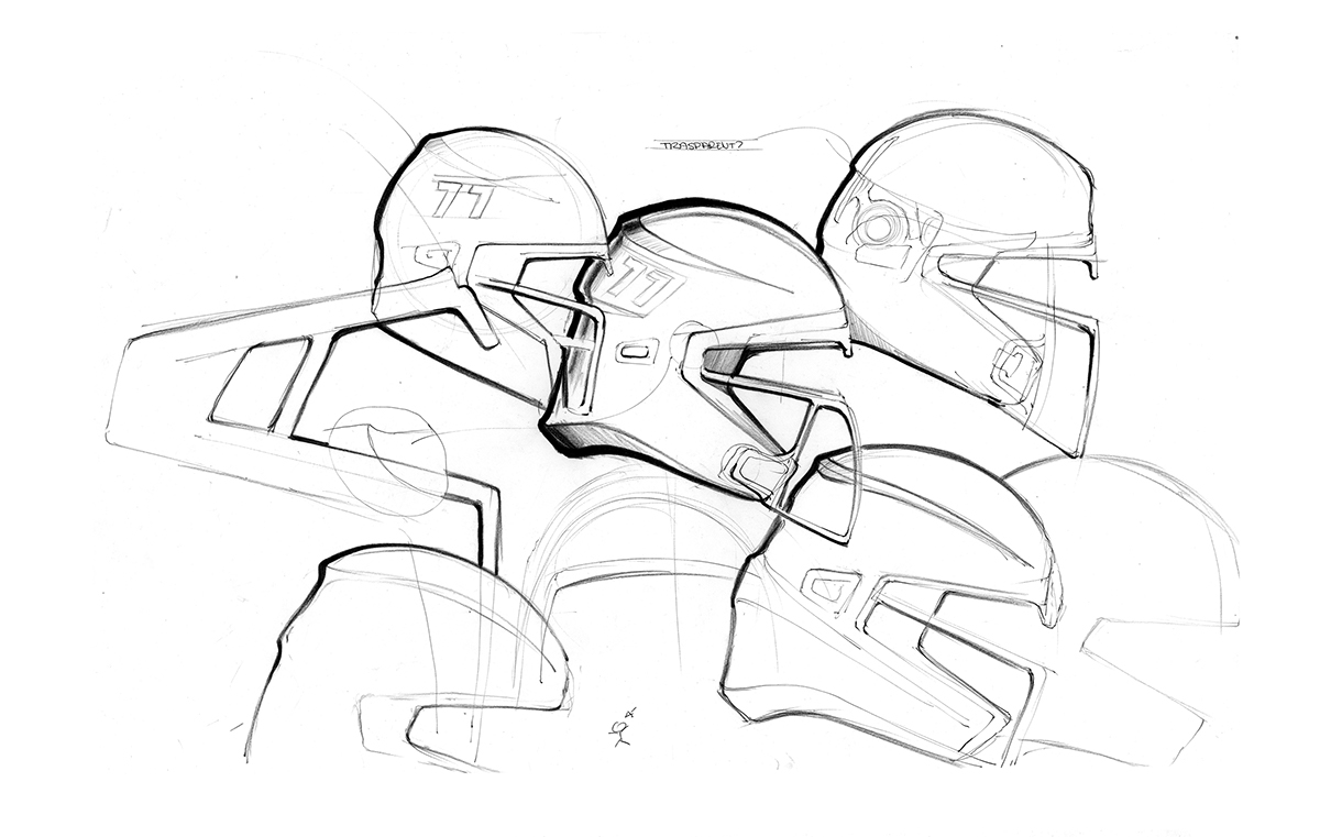 Helmet，Hand drawn，details，process，