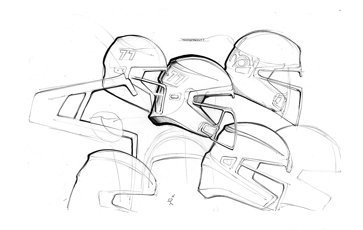 Helmet，Hand drawn，details，process，