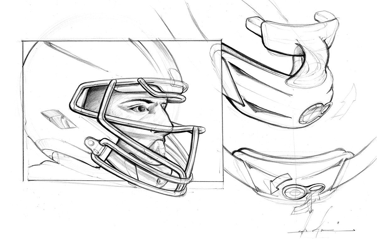 Helmet，Hand drawn，details，process，