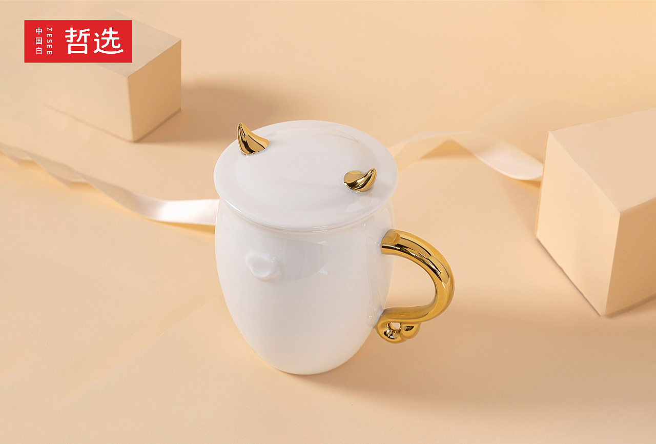 Chinese white，Zhe Xuan，ceramics，product，Mug，year of the ox，Simplicity，gift，