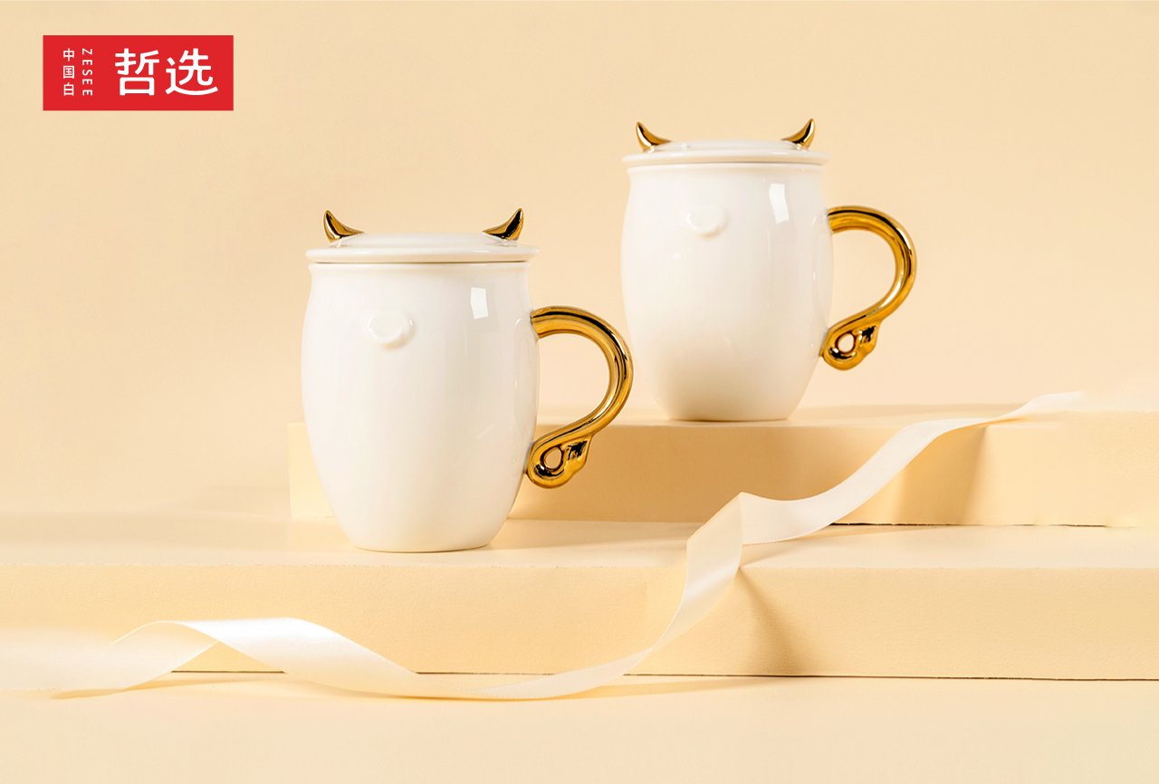 Chinese white，Zhe Xuan，ceramics，product，Mug，year of the ox，Simplicity，gift，