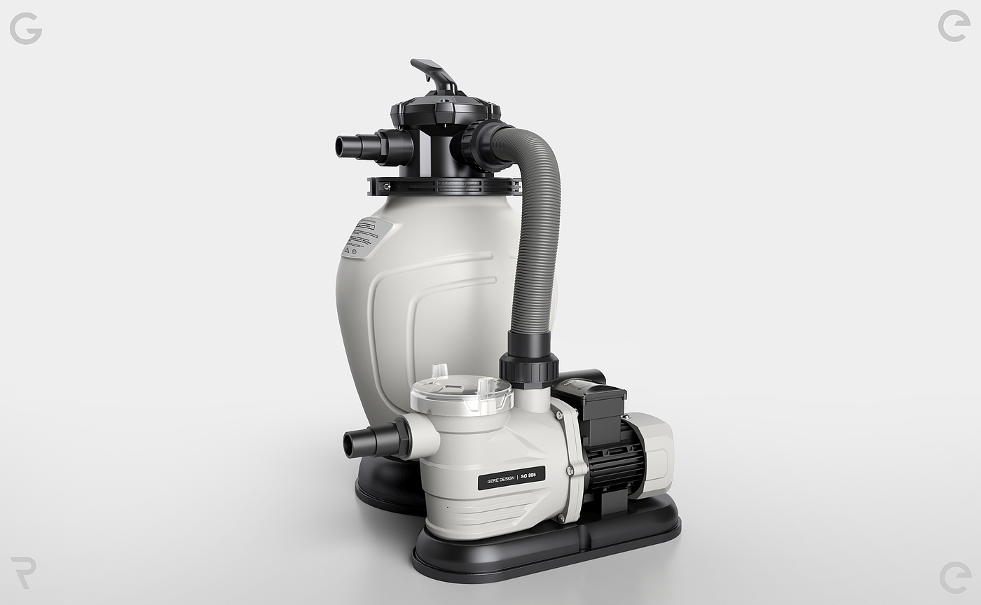 Swimming pool equipment，Sand tank，Water pump，filter，tool，Grey design，equipment，Swimming pool，
