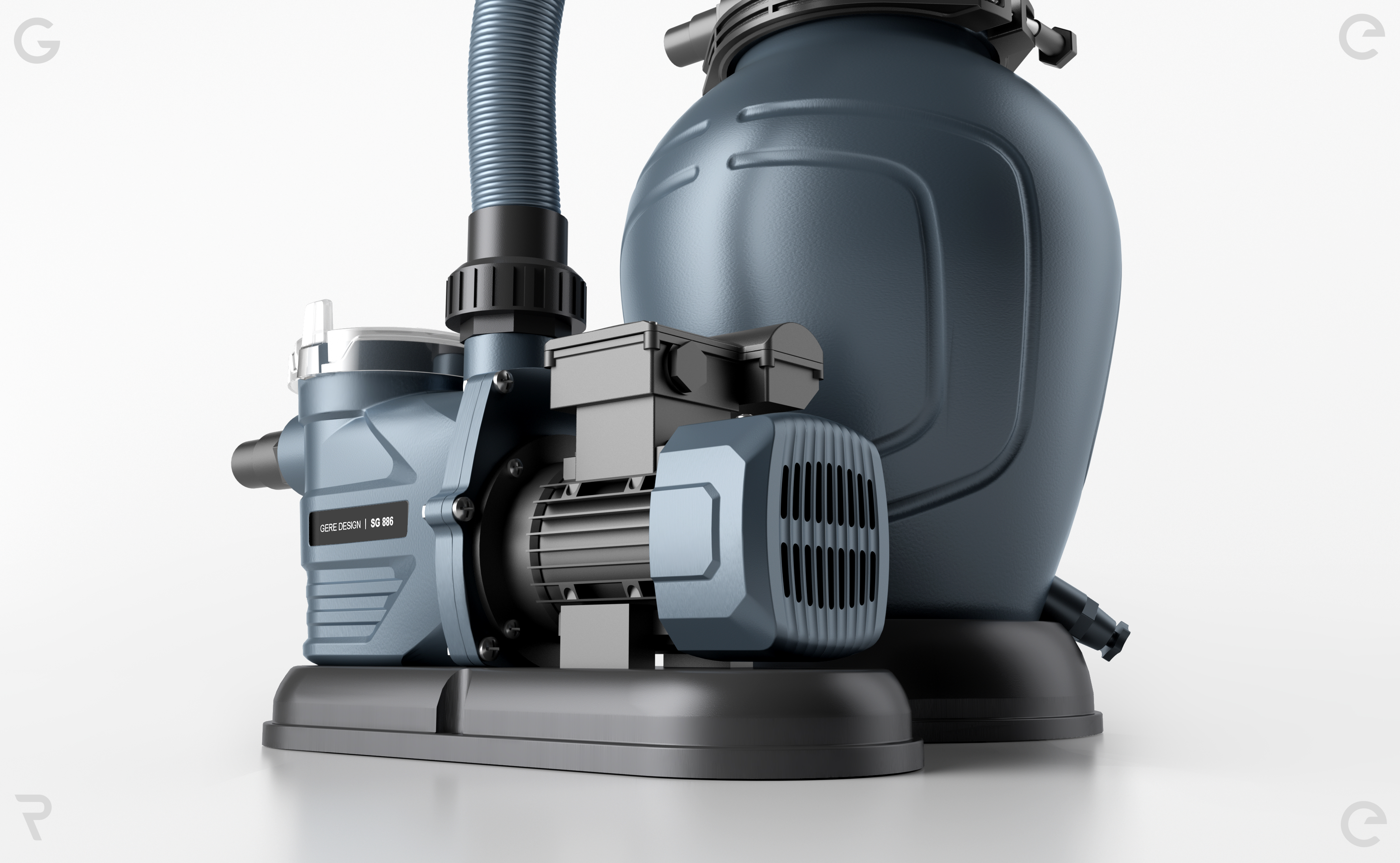 Swimming pool equipment，Sand tank，Water pump，filter，tool，Grey design，equipment，Swimming pool，