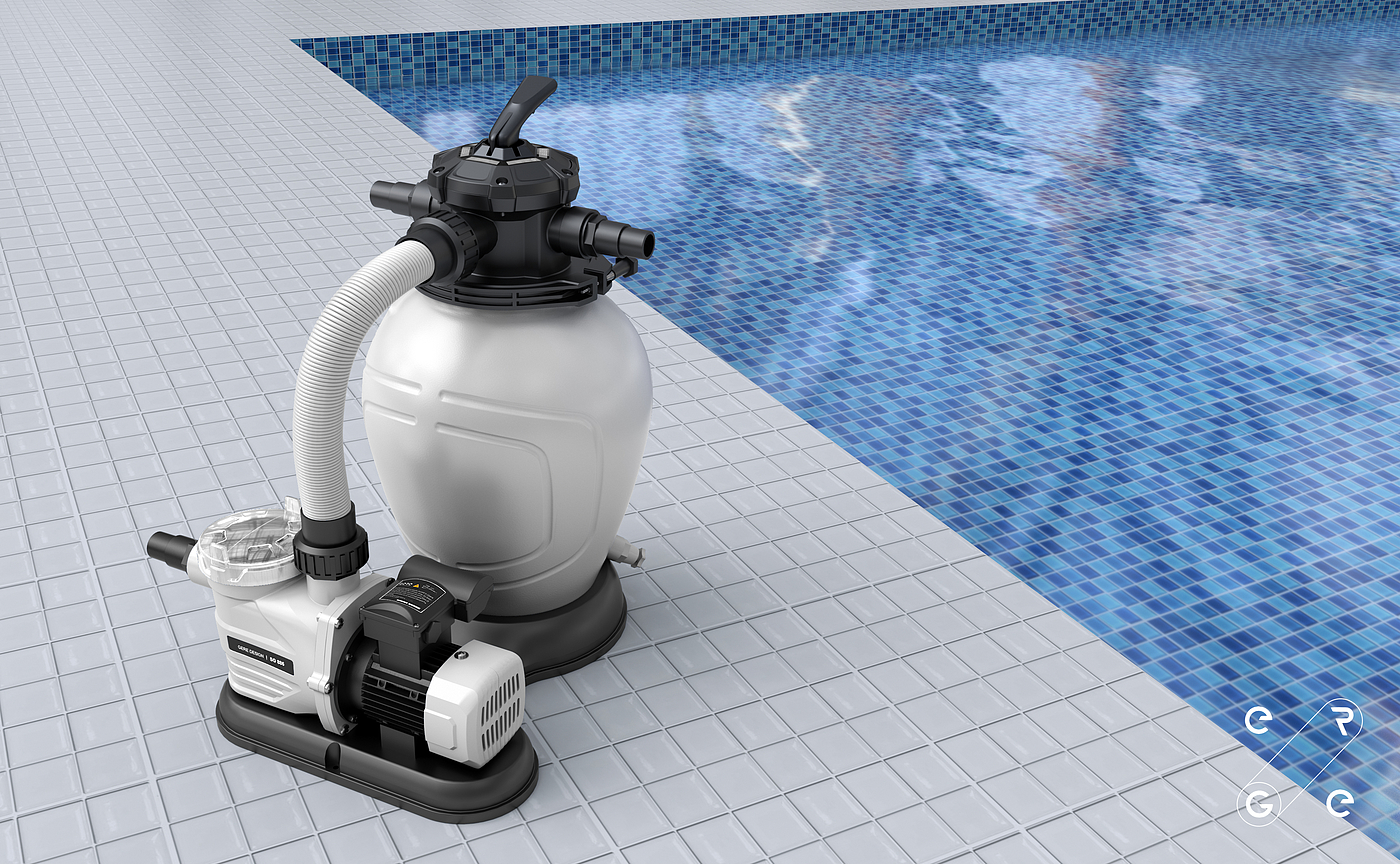 Swimming pool equipment，Sand tank，Water pump，filter，tool，Grey design，equipment，Swimming pool，
